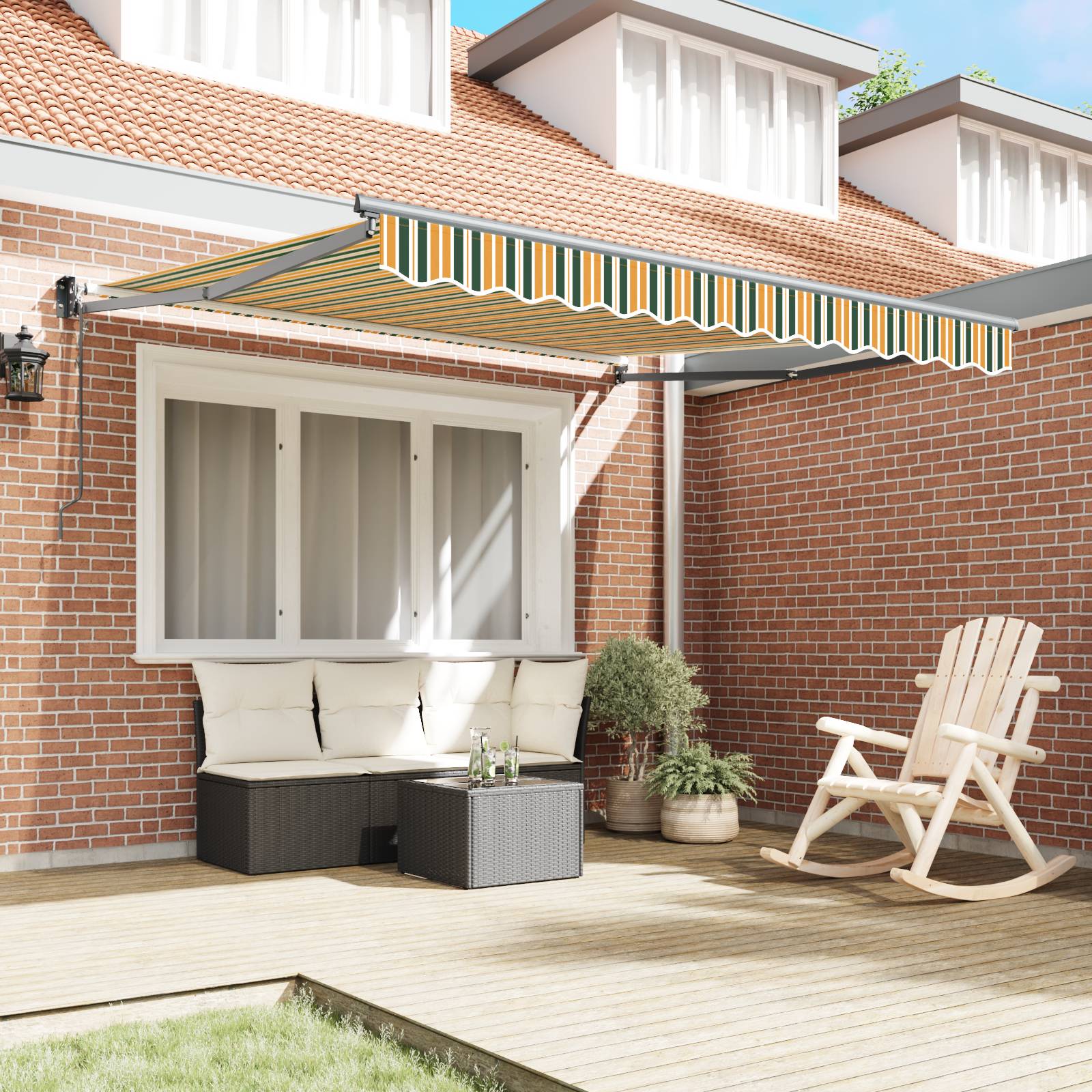 vidaXL Automatische einziehbare Markise Grün und Gelb 300x250 cm