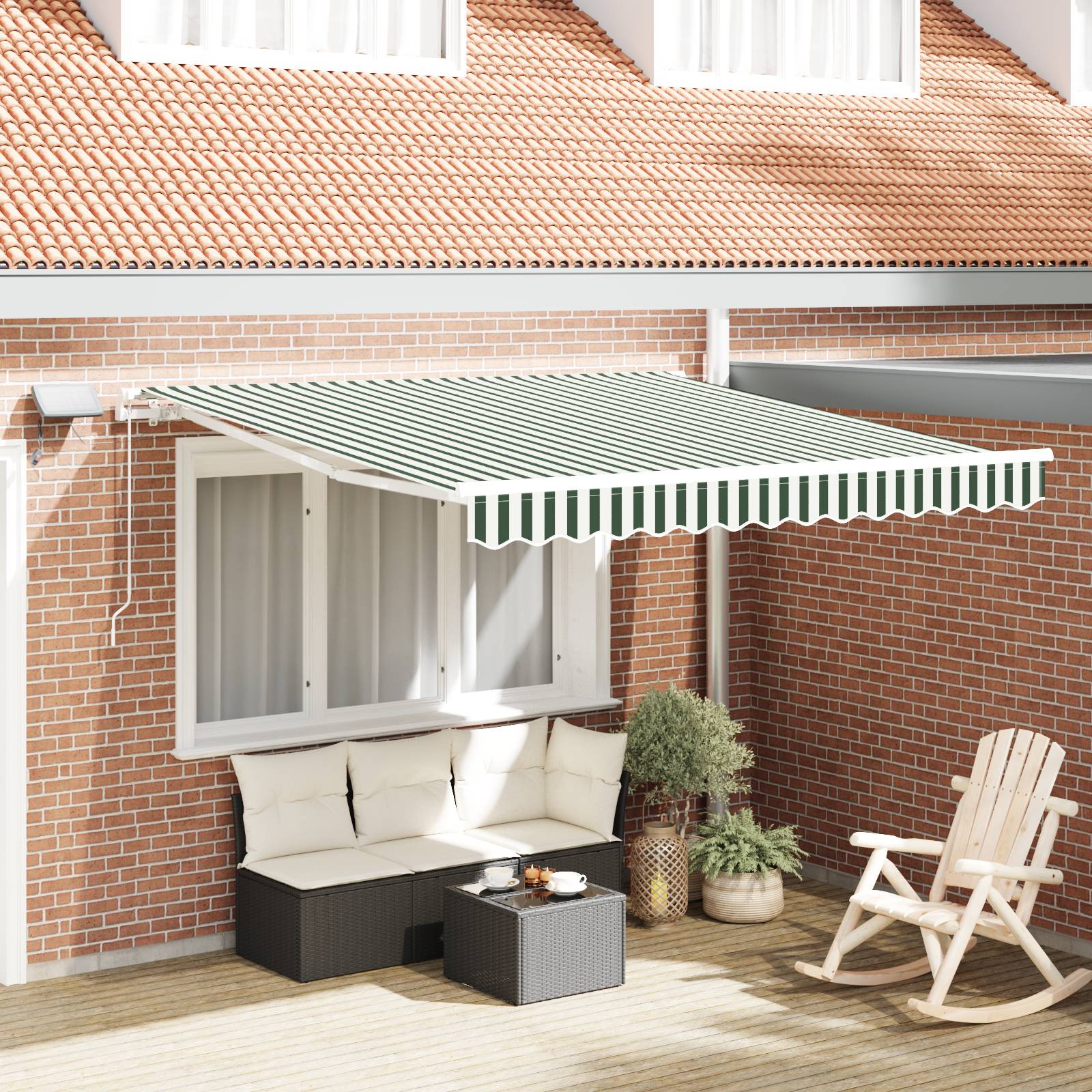 vidaXL Manuelle Einziehbare Markise mit LED in Grün und Weiß 350x250 cm
