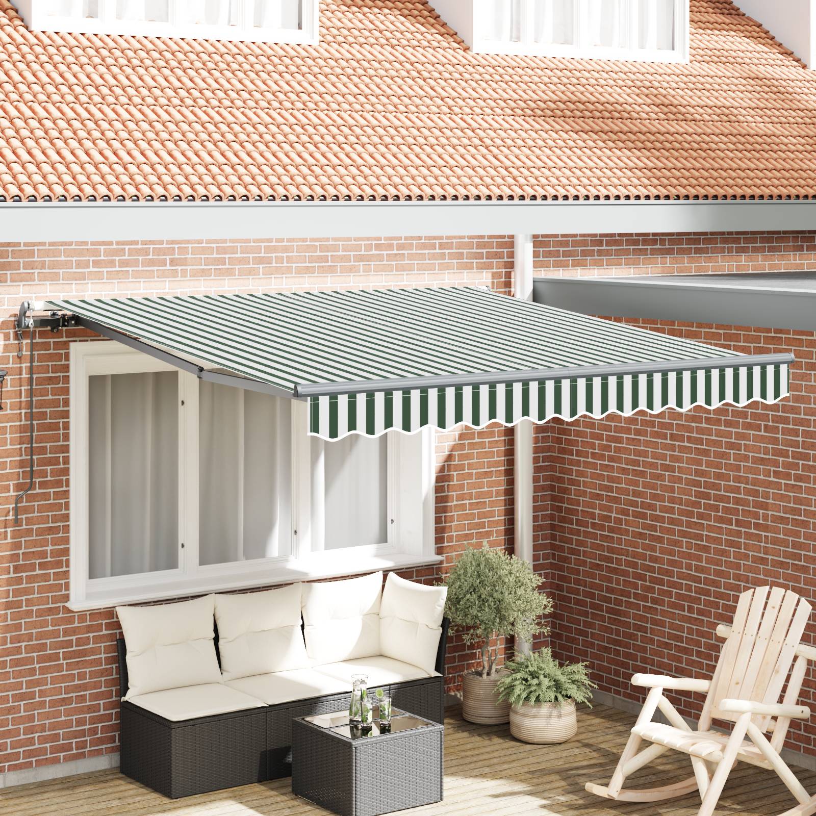 vidaXL Automatische Einziehbare Markise Grün und Weiß 300x250 cm