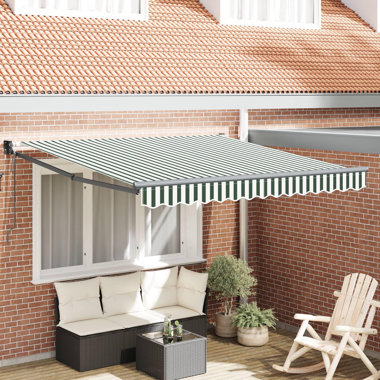 vidaXL Automatische Einziehbare Markise Grün und Weiß 300x250 cm
