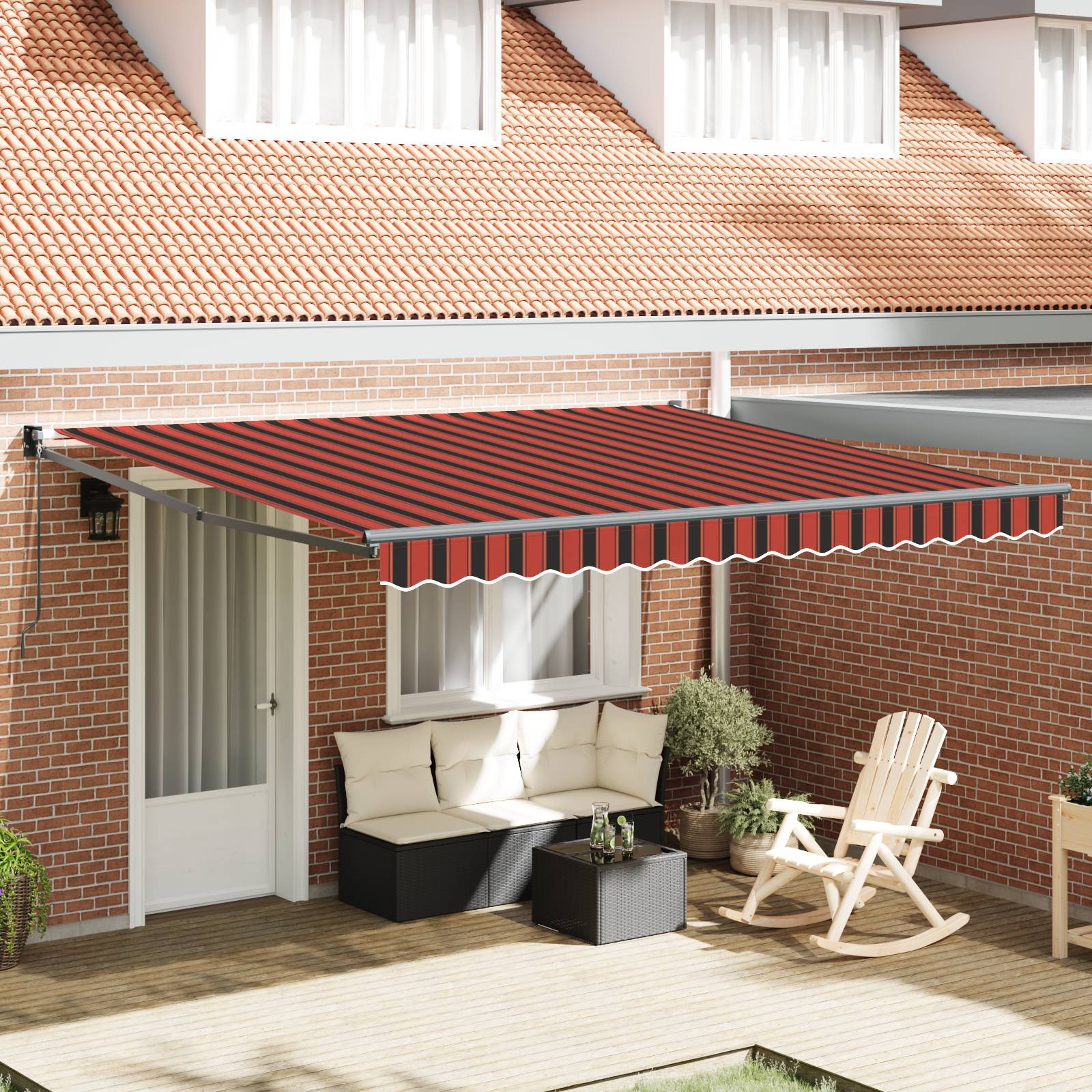 vidaXL Automatische Einziehbare Markise Orange und Braun 350x250 cm