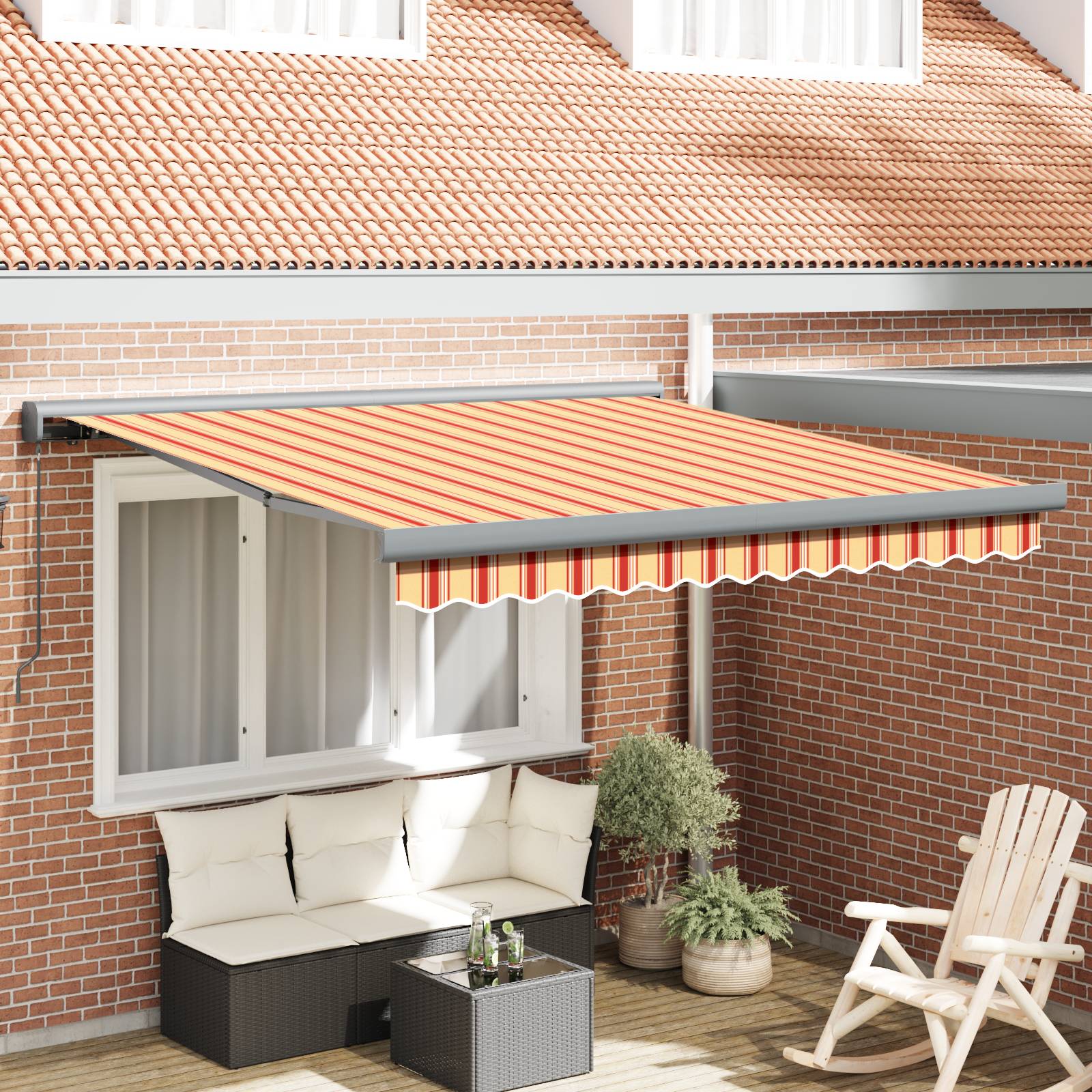vidaXL Manuelle Einziehbare Markise in Gelb und Orange 300x250 cm