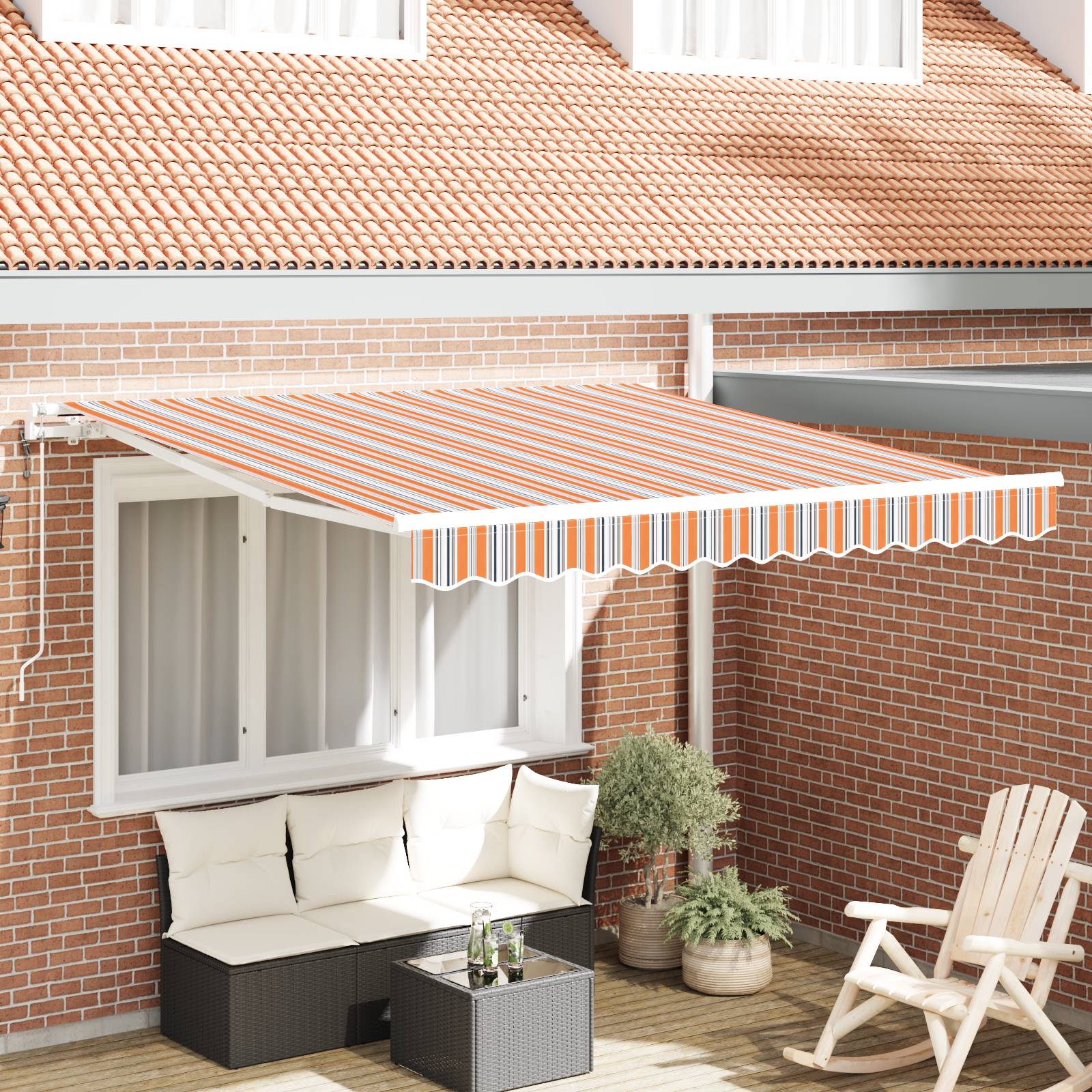 vidaXL Automatische Einziehbare Markise mit Mehrfarbigem Streifen 350x250 cm