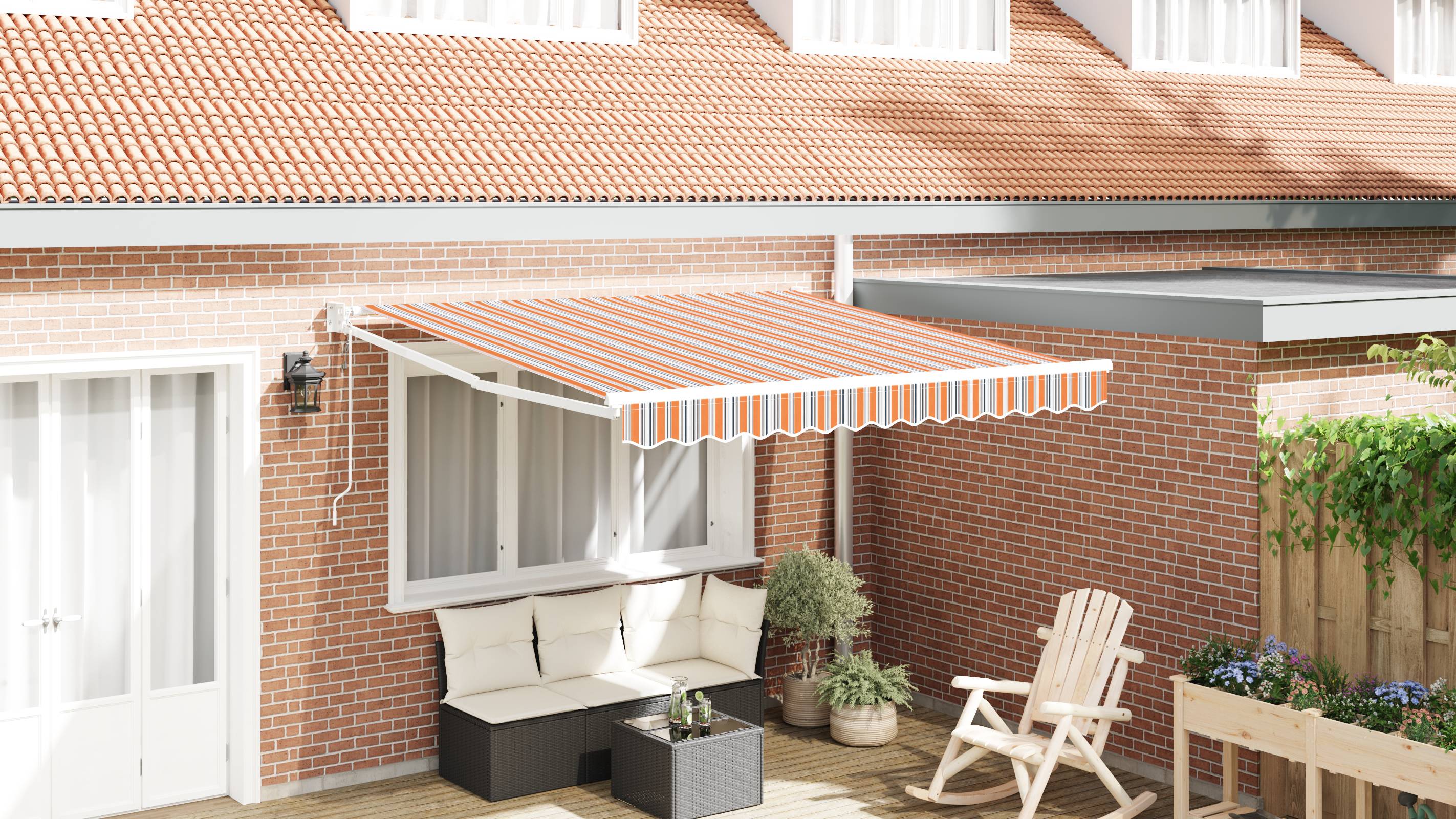 vidaXL Einziehmarkise Automatisch Mehrfarbig Gestreift 350x250 cm
