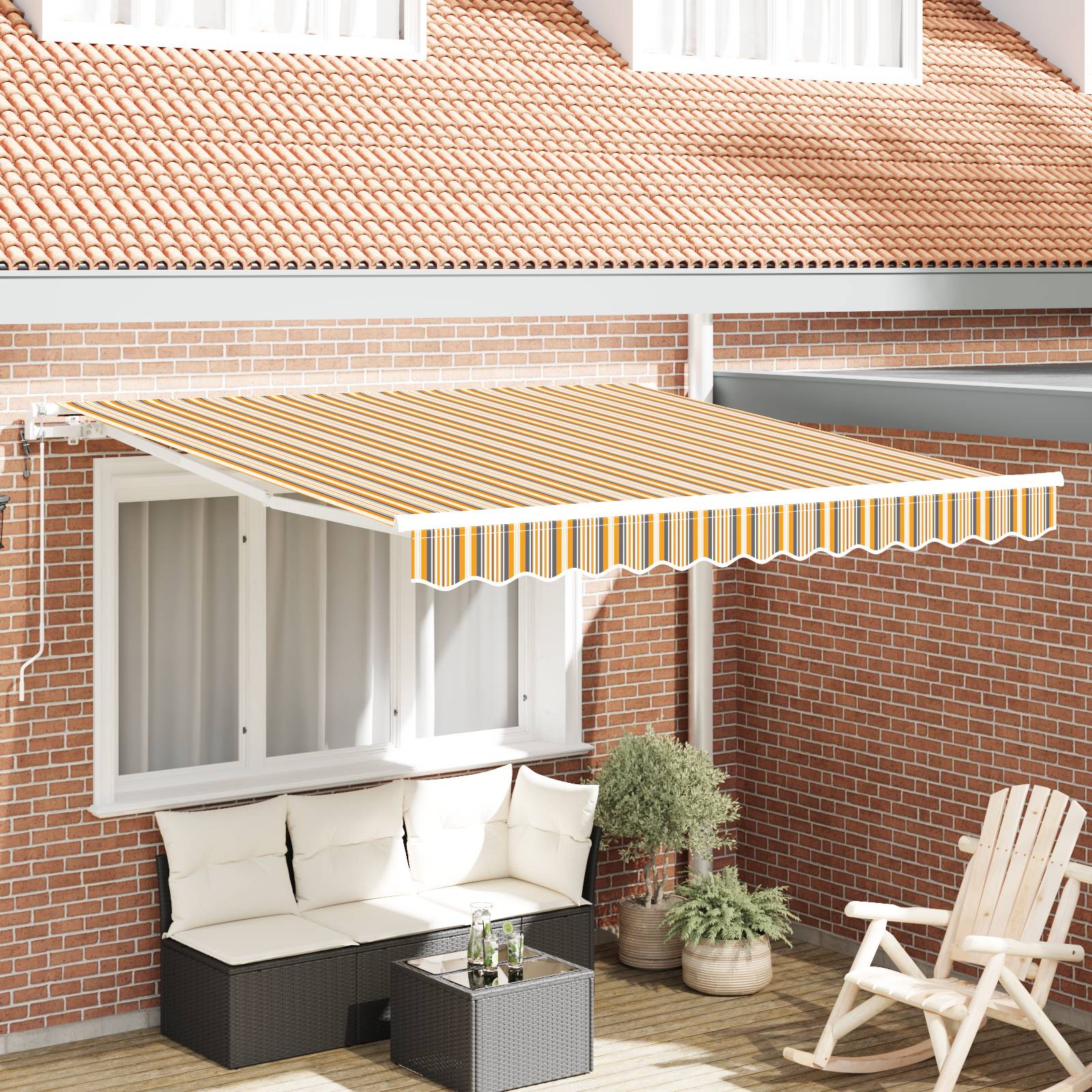 vidaXL Einziehbare Markise Mehrfarbig 300 x 250 cm Gewebe