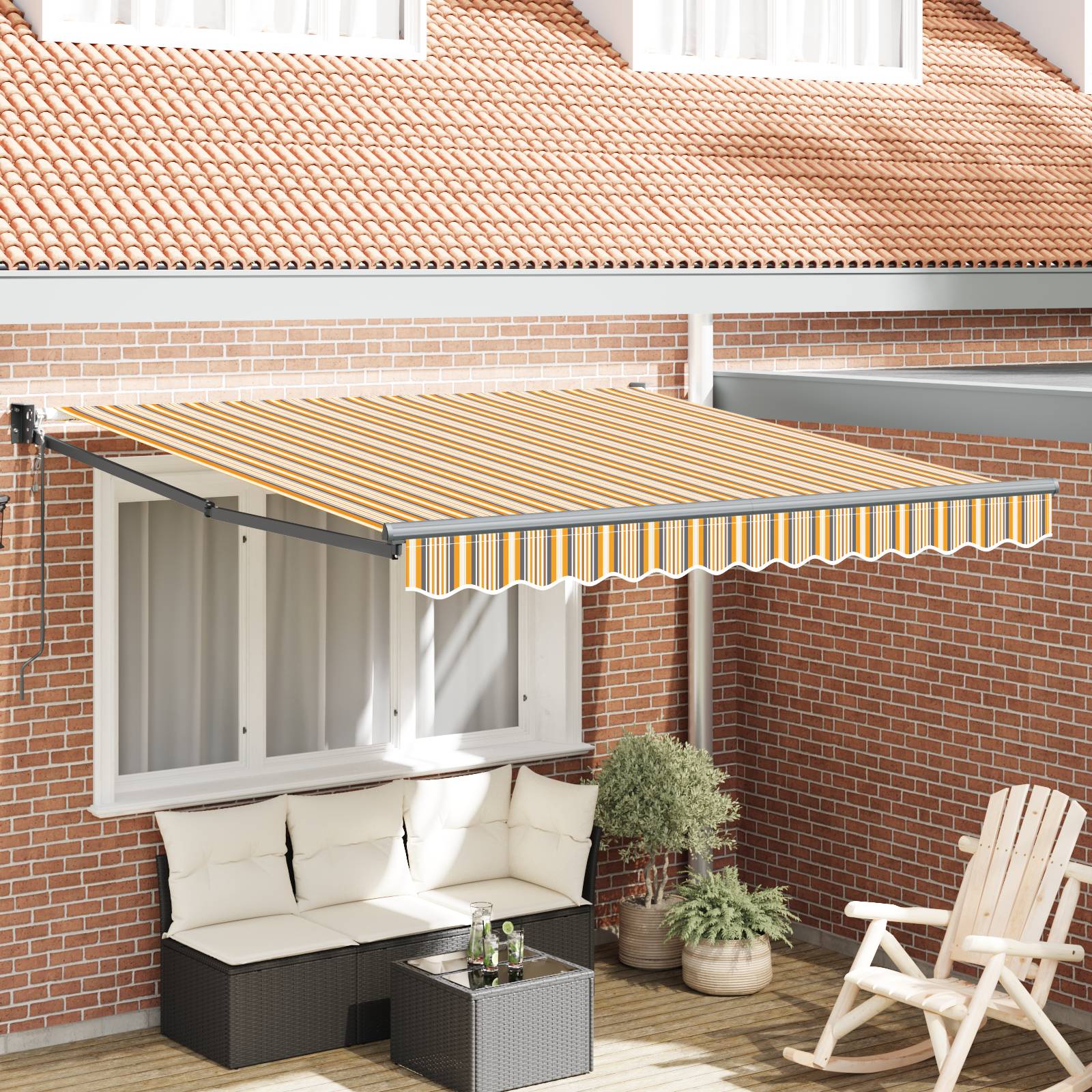 vidaXL Automatische Einziehbare Markise Multicolour Stripe 350x250 cm