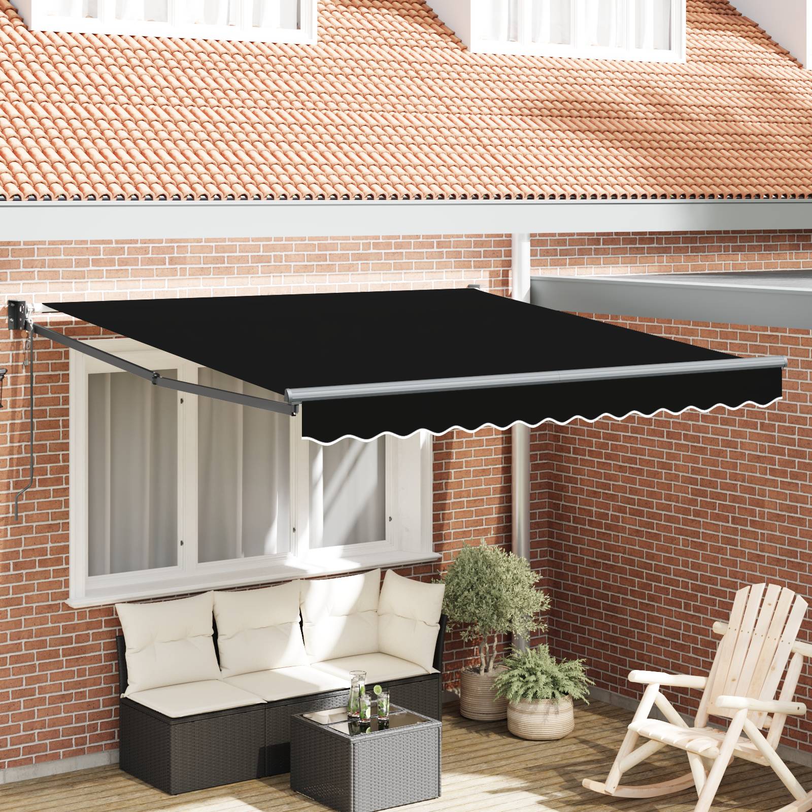vidaXL Automatische Einziehbare Markise Schwarz 300x250 cm