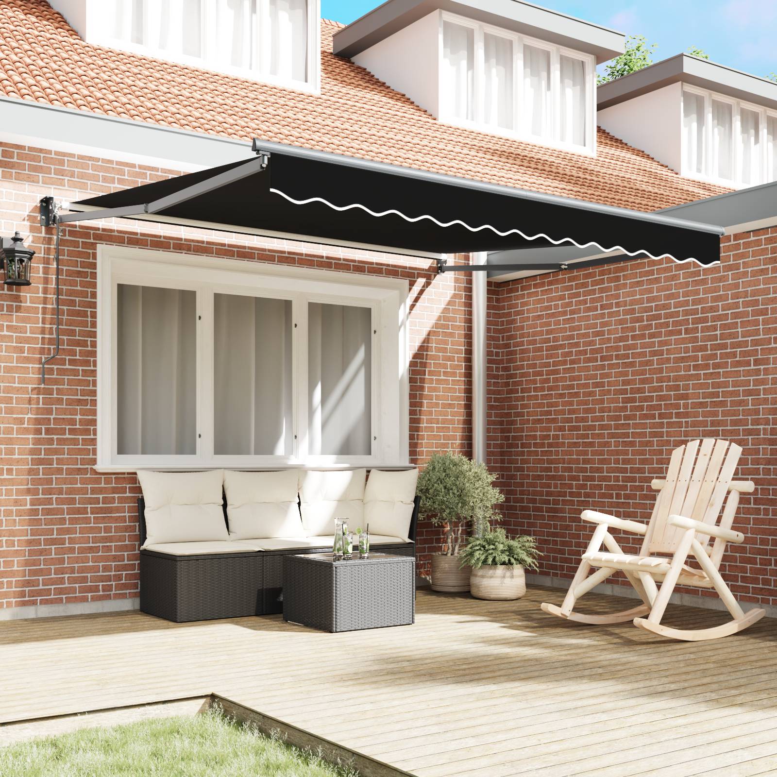 vidaXL automatische einziehbare Markise Schwarz 350x250 cm