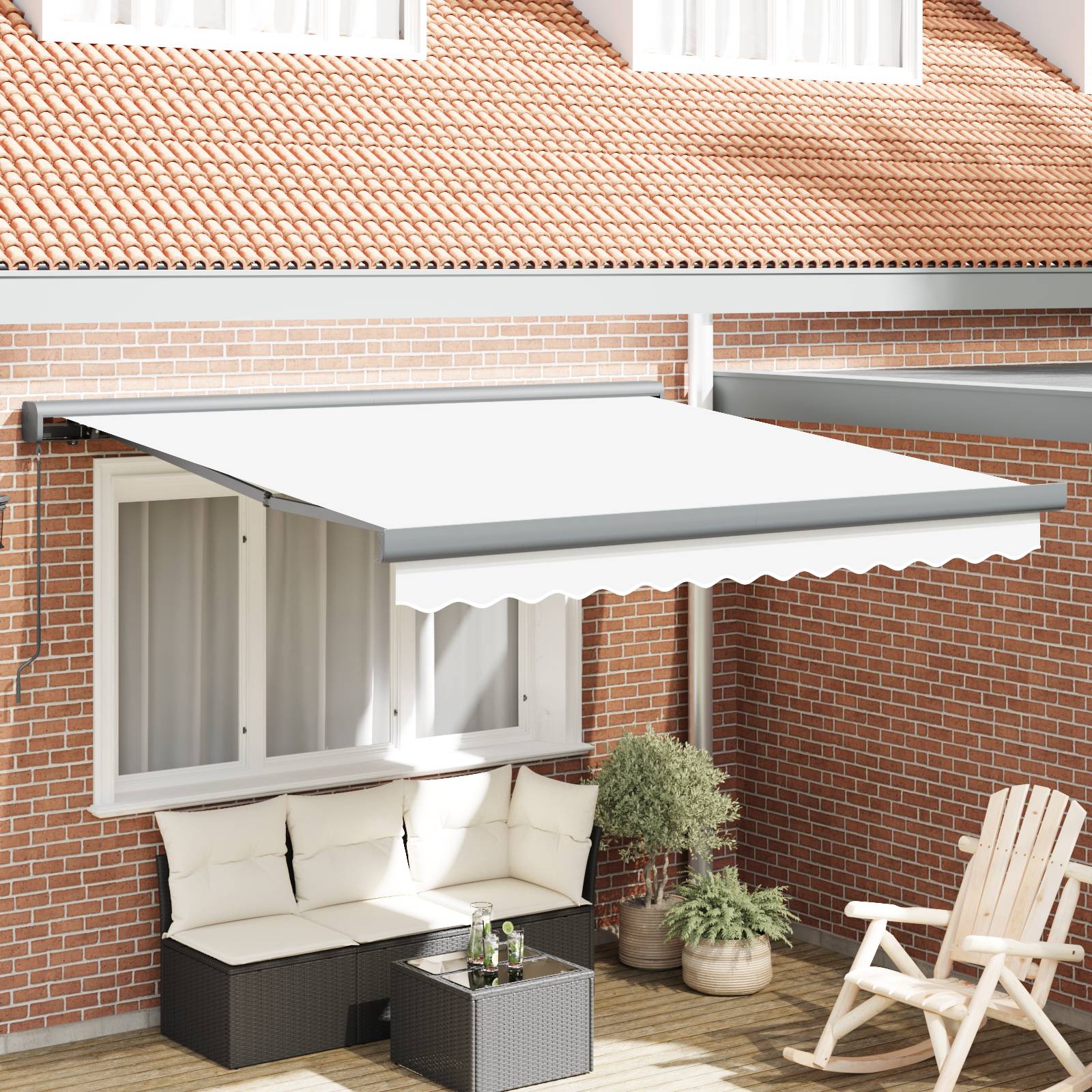 vidaXL manuelle einziehbare Markise Weiß 350x250 cm