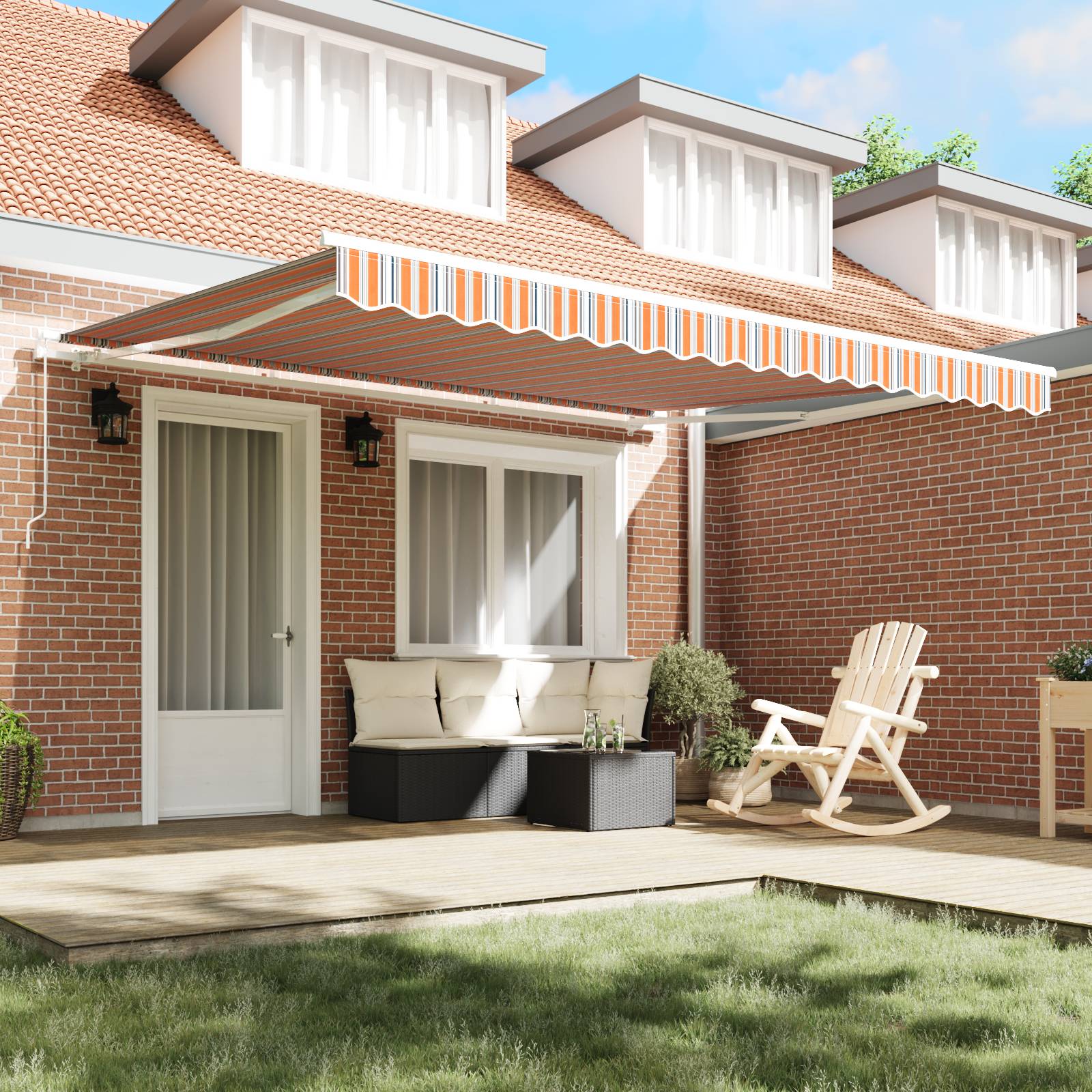 vidaXL Einziehmarkise Manuell Mehrfarbig Gestreift 400x300 cm