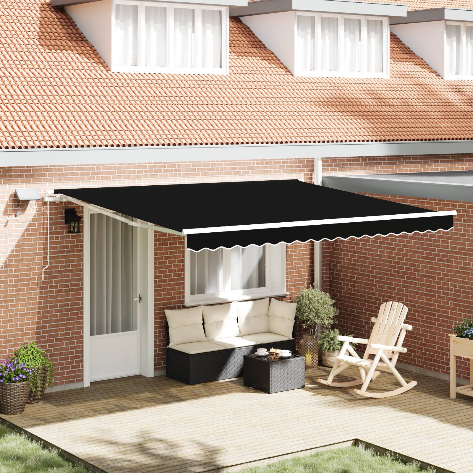 vidaXL manuelle einziehbare Markise mit LED Schwarz 400x300 cm