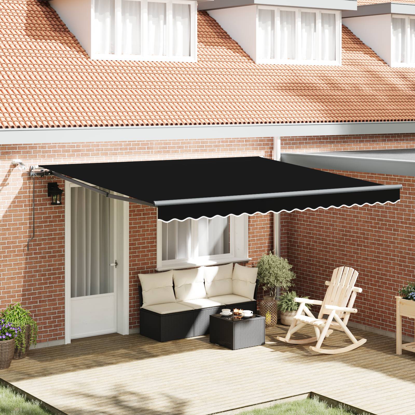 vidaXL Automatische einziehbare Markise mit LED Schwarz 400x300 cm