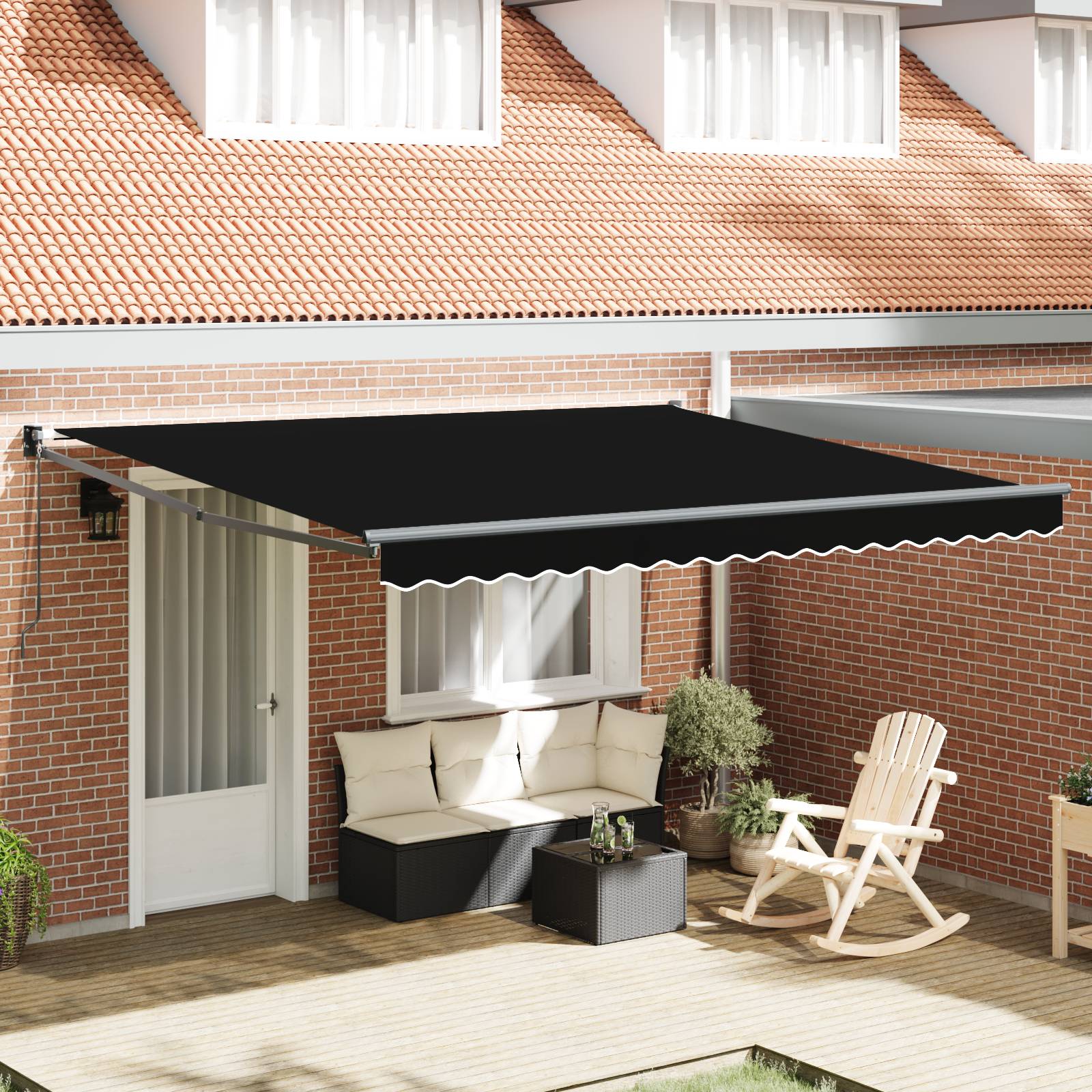 vidaXL Manuelle Einziehbare Markise Schwarz 400x300 cm