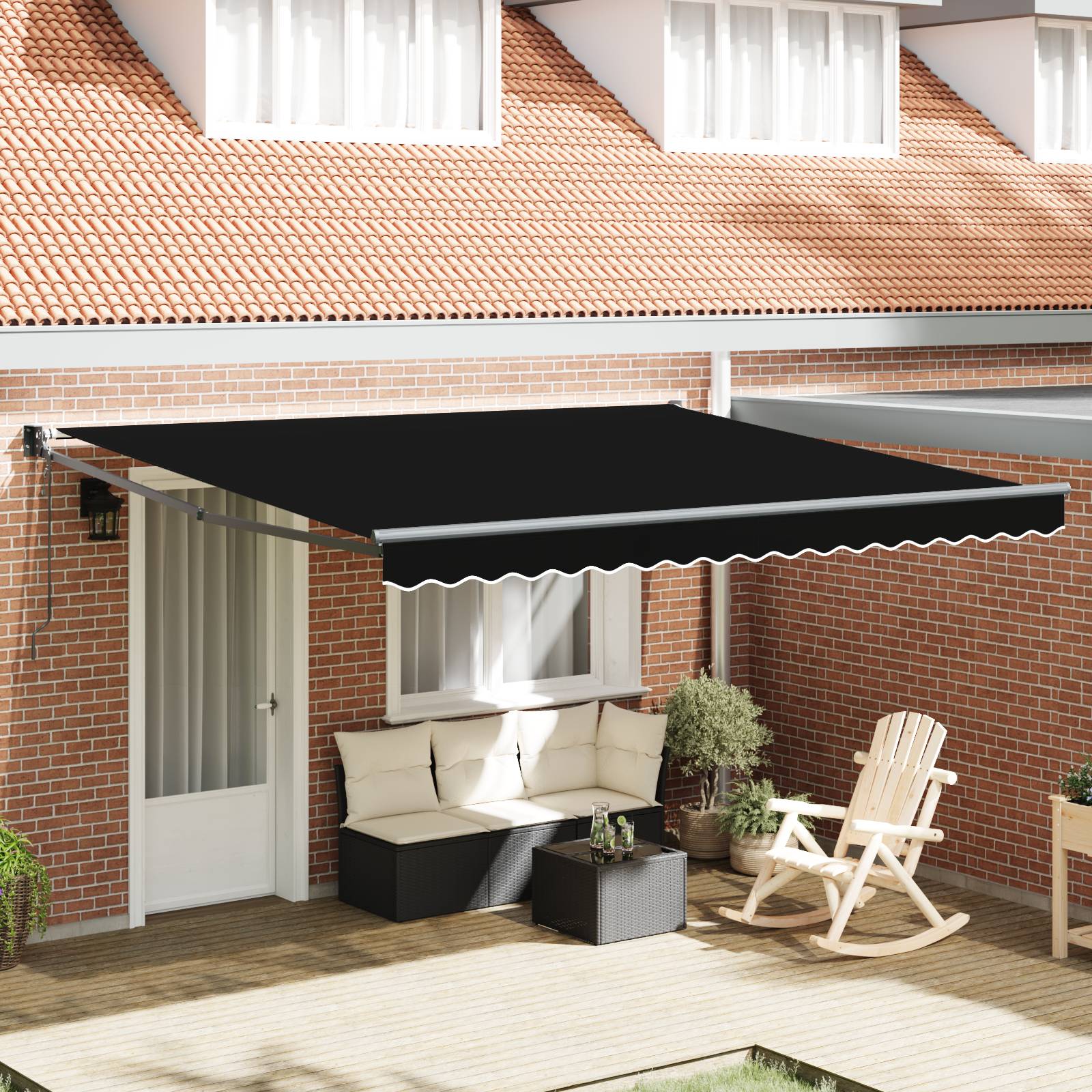 vidaXL automatische einziehbare Markise Schwarz 400x300 cm