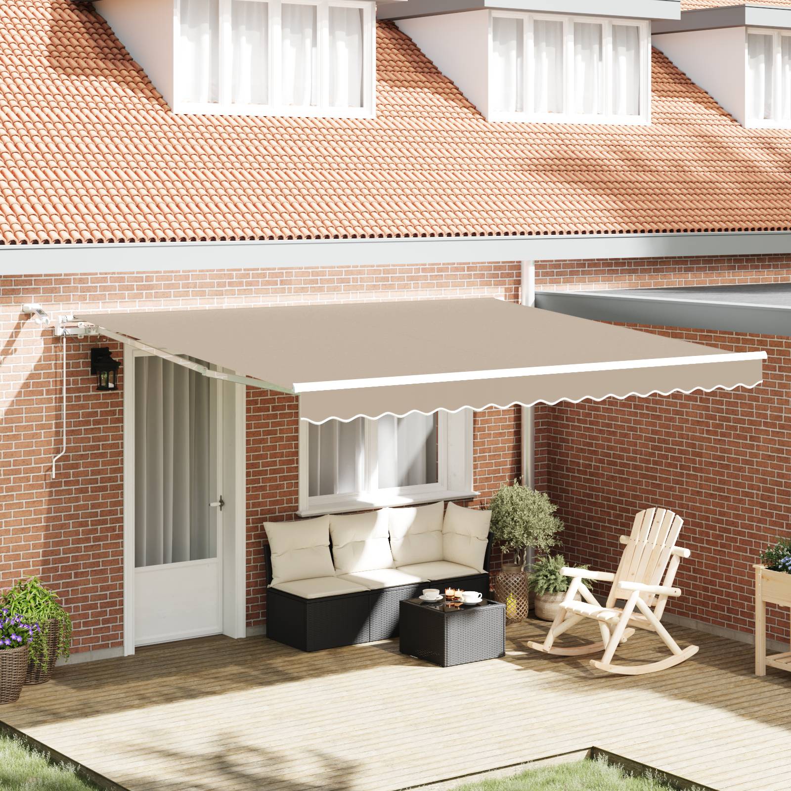 vidaXL Automatische Einziehbare Markise mit LED Beige 400x350 cm
