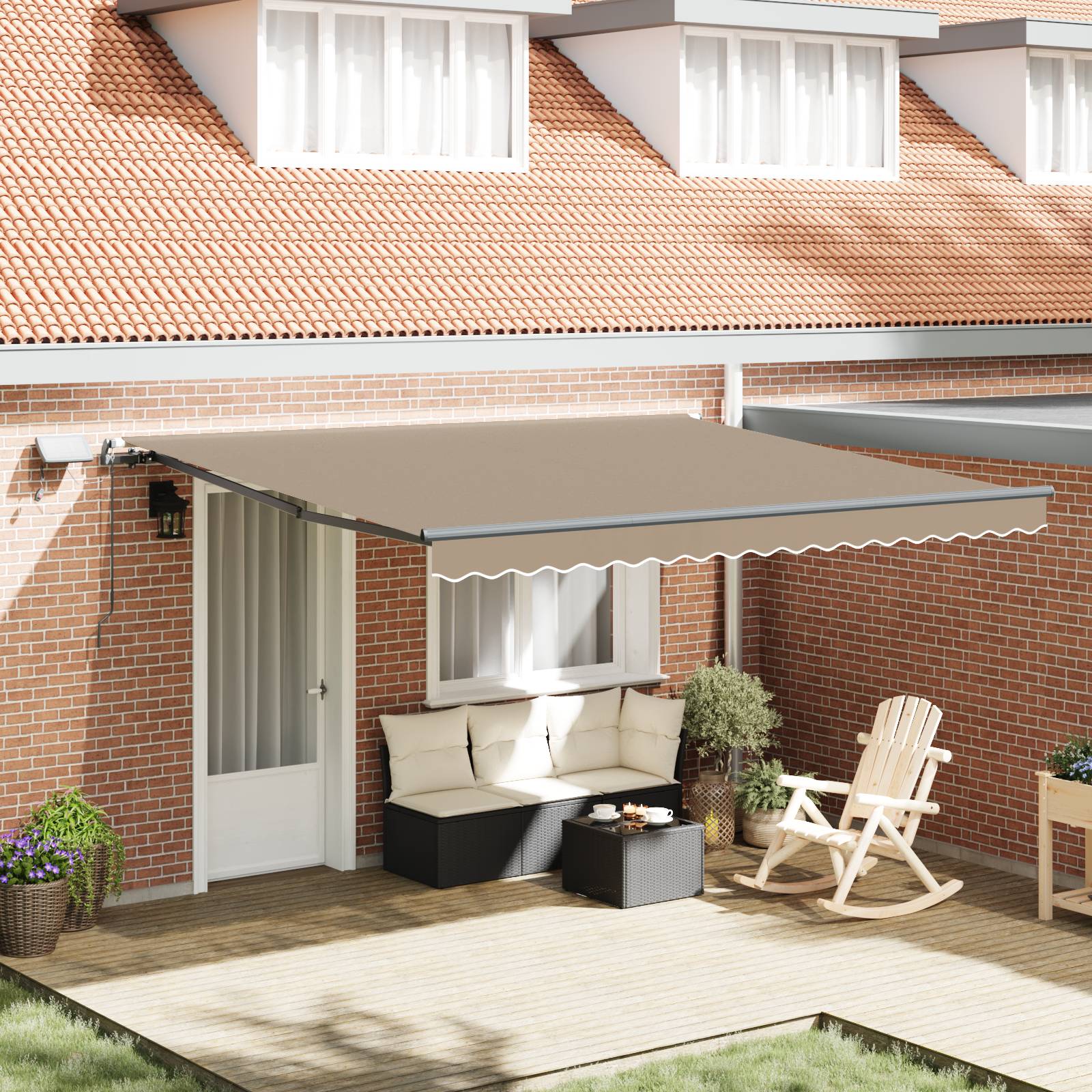 vidaXL manuelle einziehbare Markise mit LED Beige 400x300 cm