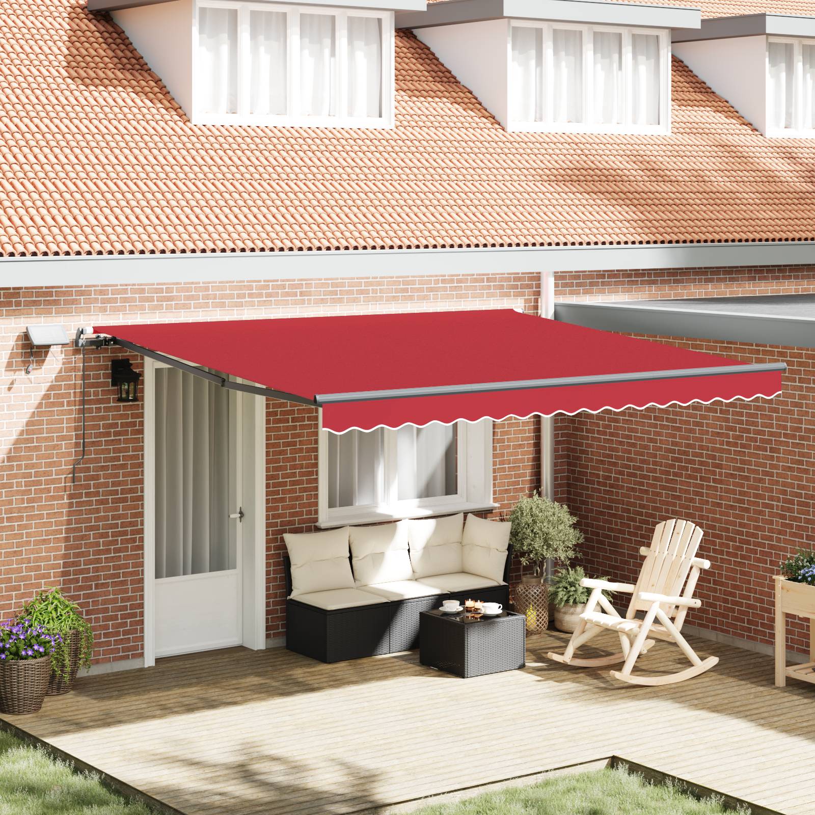 vidaXL Manuelle aufrollbare Markise mit LED Rot 400x300 cm