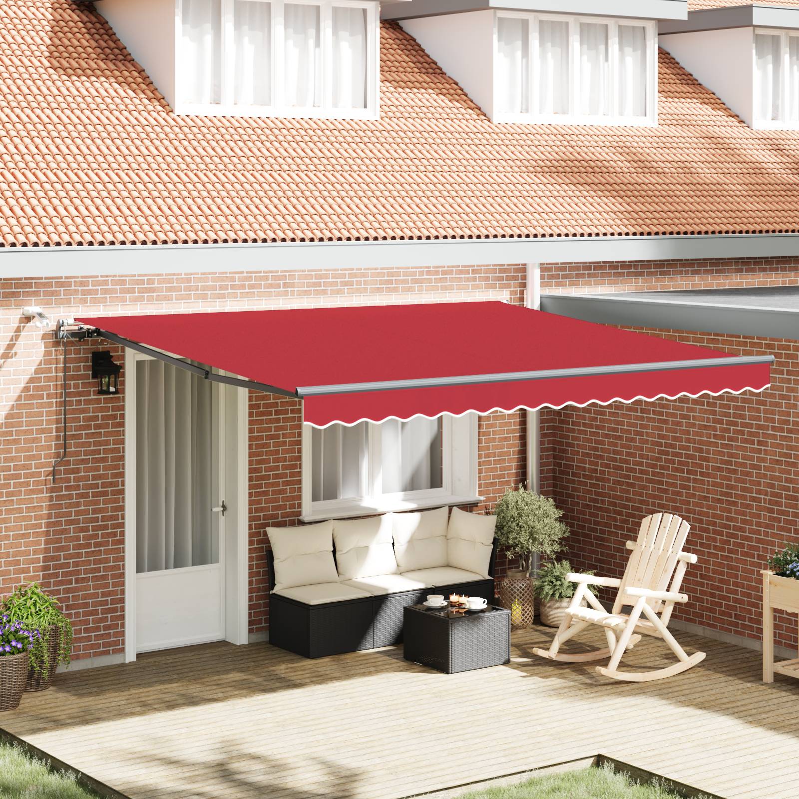 vidaXL Automatische einziehbare Markise mit LED Rot 400x300 cm