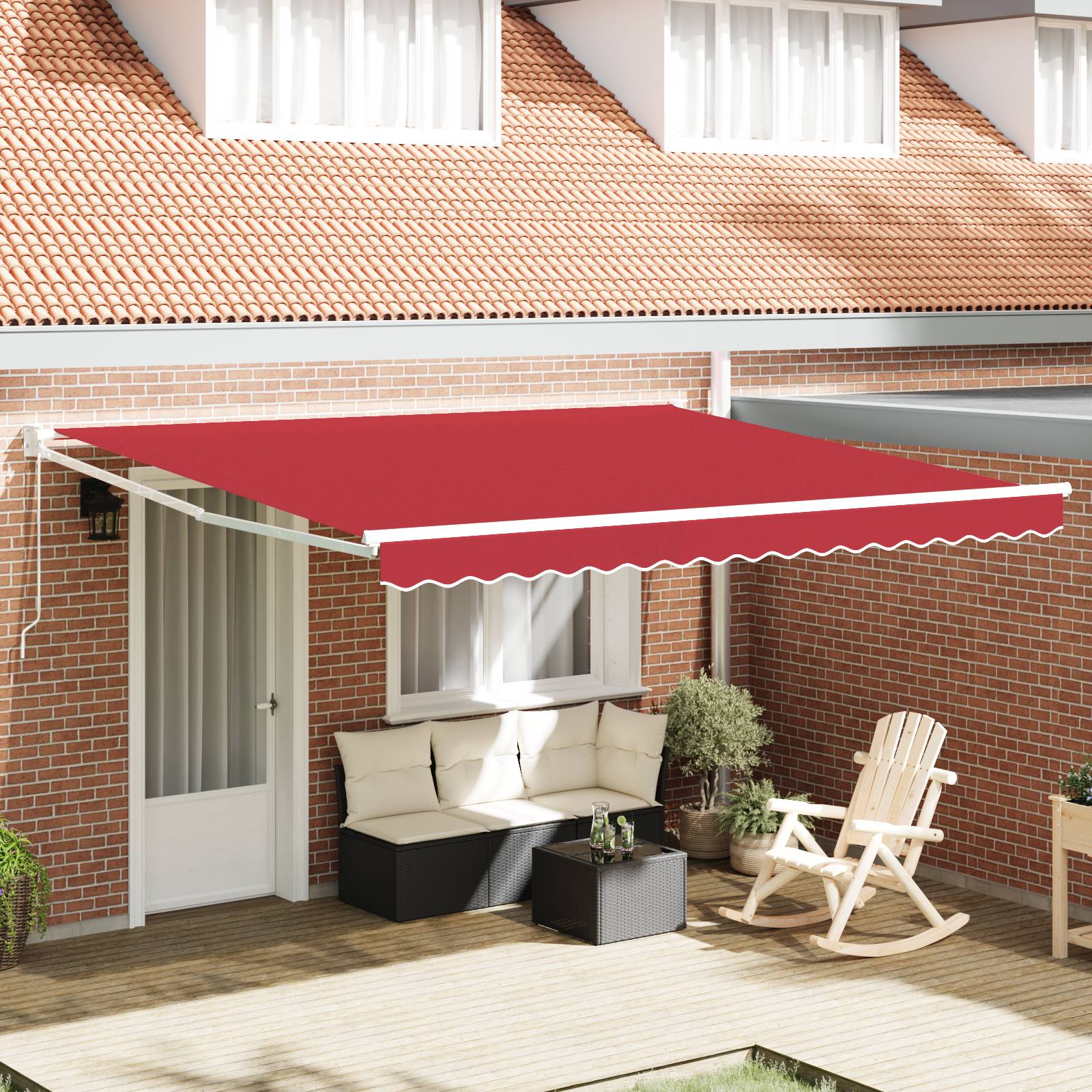 vidaXL Manuelle Einziehbare Markise Rot 400x300 cm