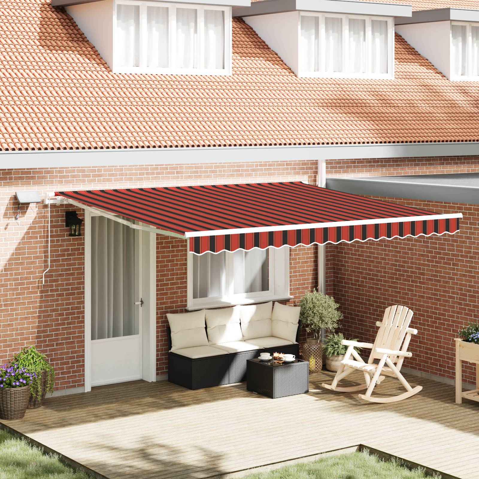 vidaXL Manuelle einziehbare Markise mit LED in Orange und Braun 400x300 cm