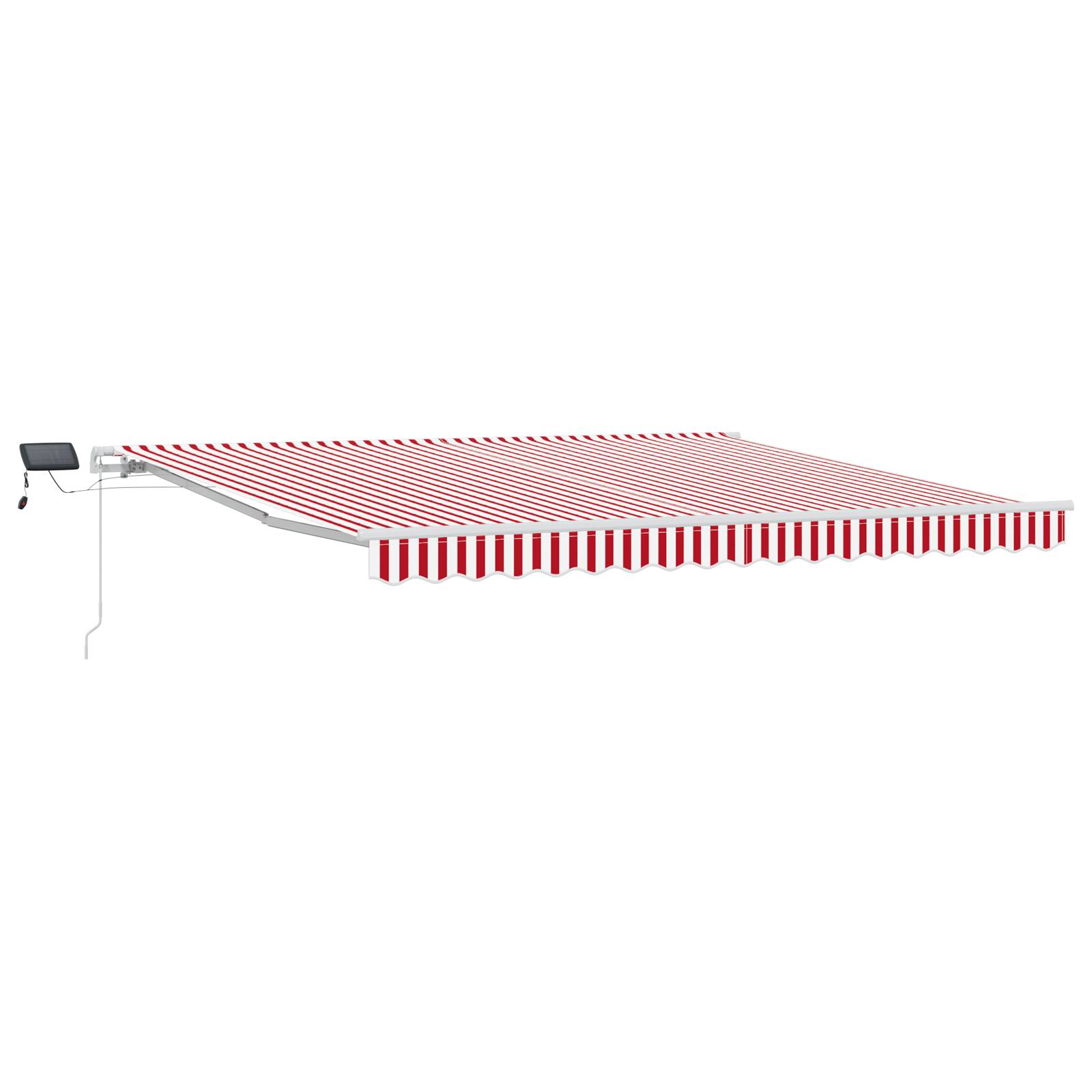 vidaXL Manuelle einziehbare Markise mit LED Rot und Weiß gestreift 400x350 cm