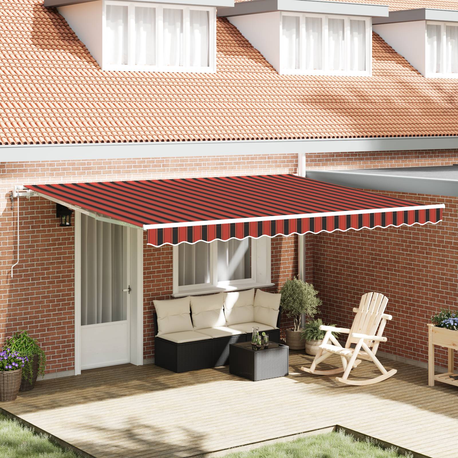 vidaXL Automatische einziehbare Markise Orange und Braun 450x300 cm