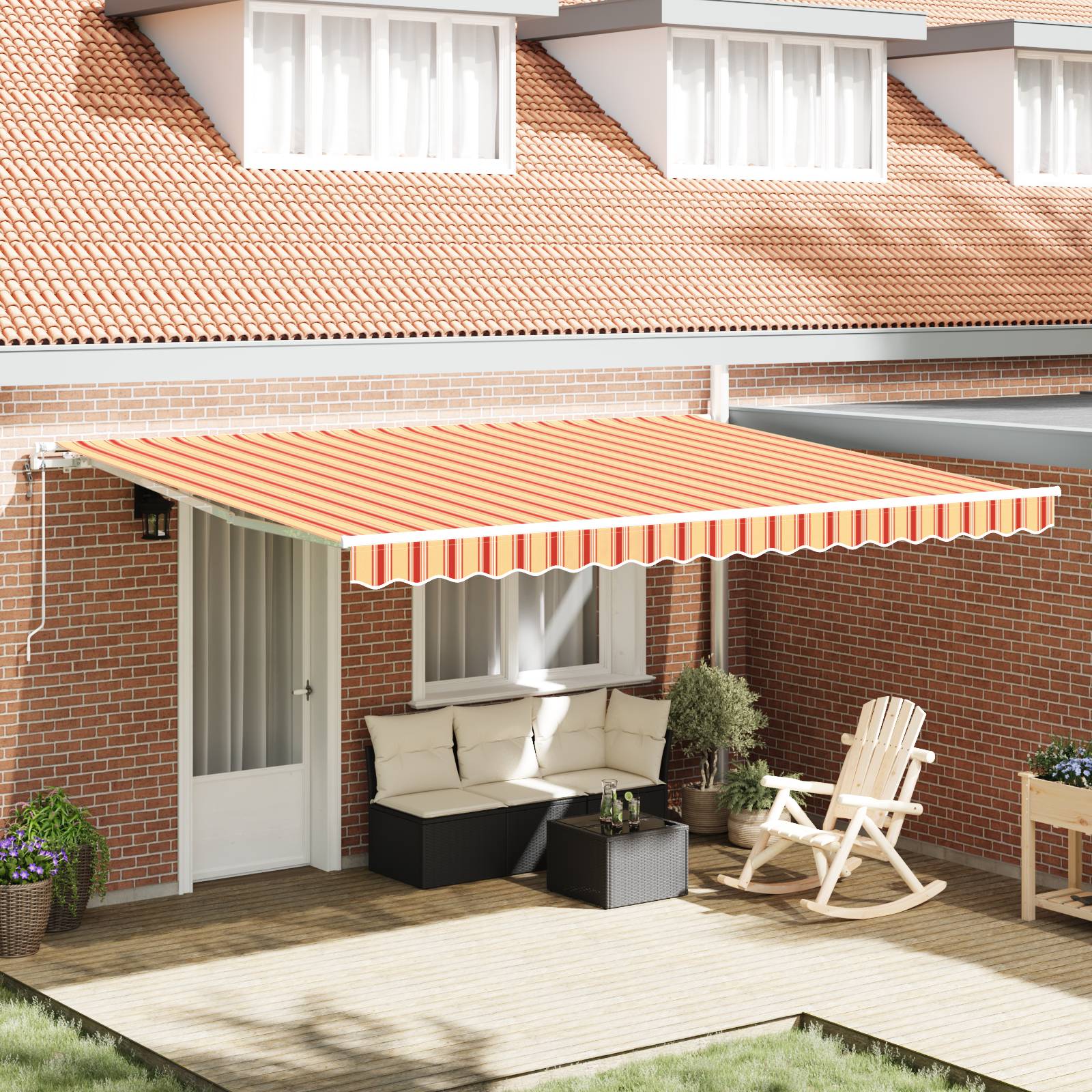vidaXL Automatische einziehbare Markise Gelb und Orange 450x350 cm
