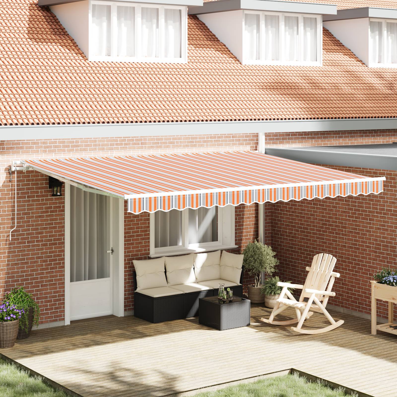 vidaXL Automatische Einziehbare Markise mit Mehrfarbigem Streifen 450x350 cm