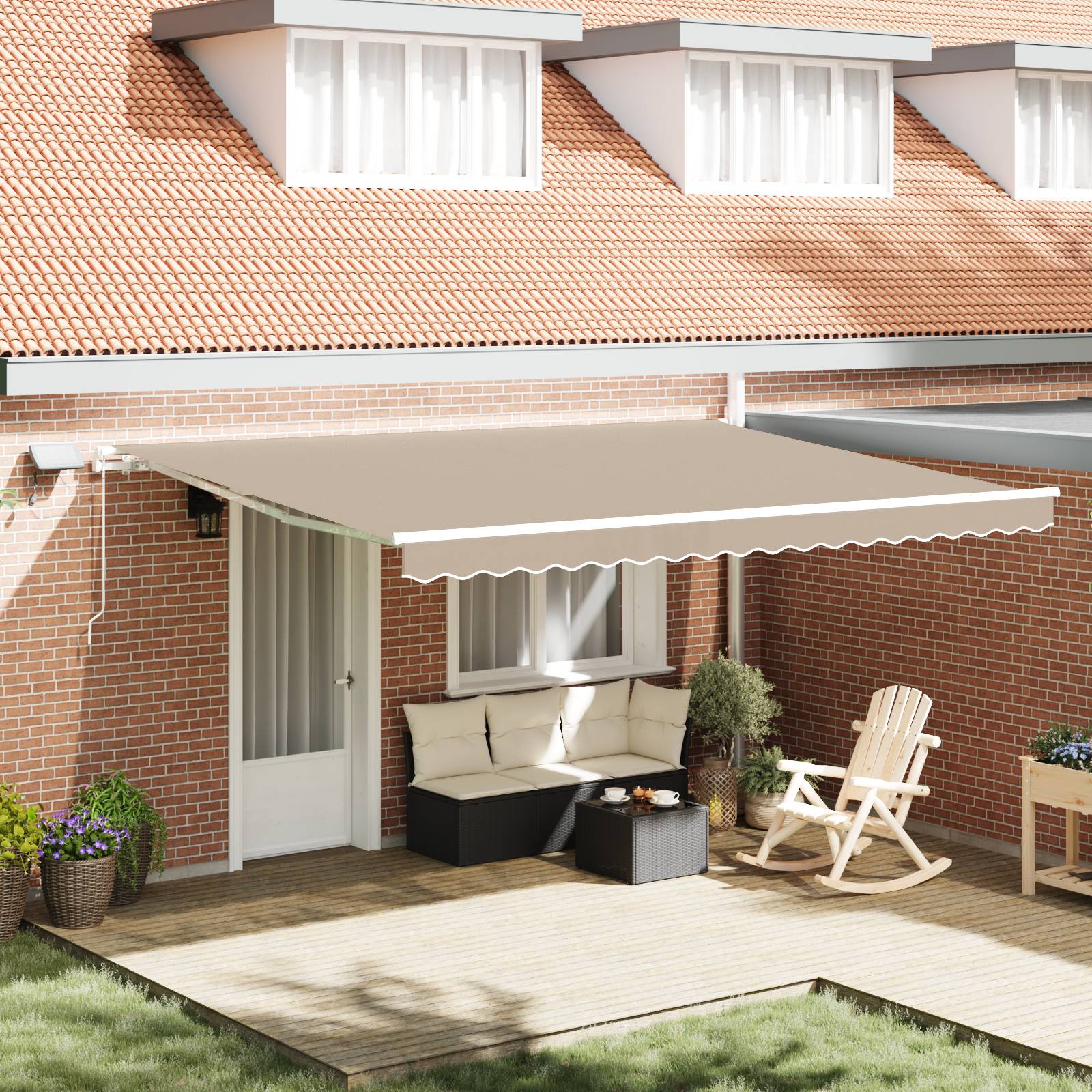 vidaXL Manuelle Einziehbare Markise mit LED Beige 450x350 cm
