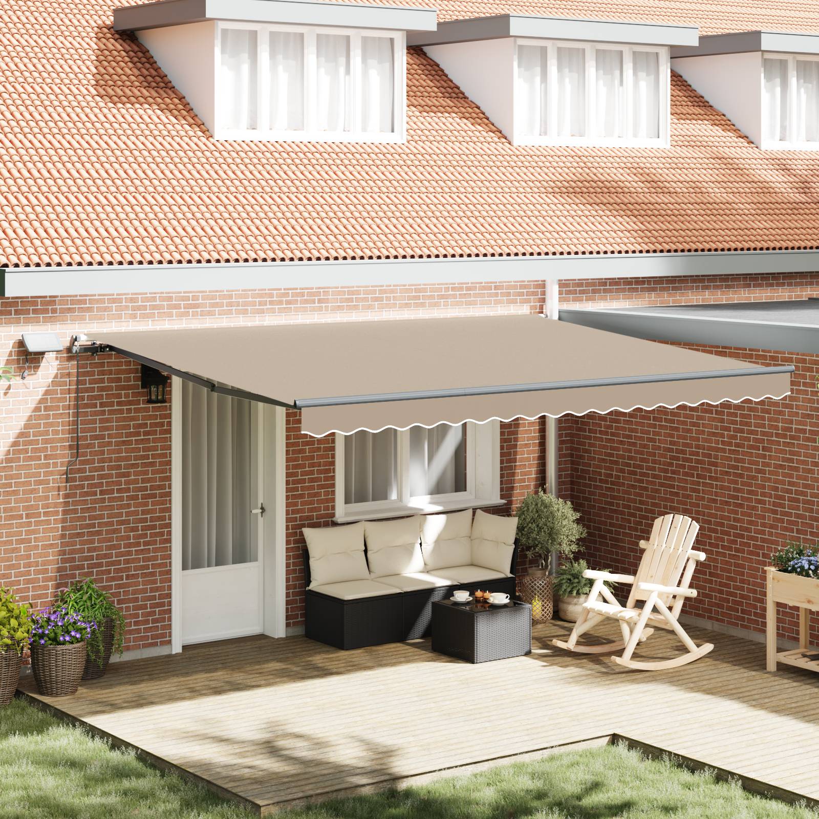 vidaXL Manuelle einziehbare Markise mit LED Beige 450x350 cm
