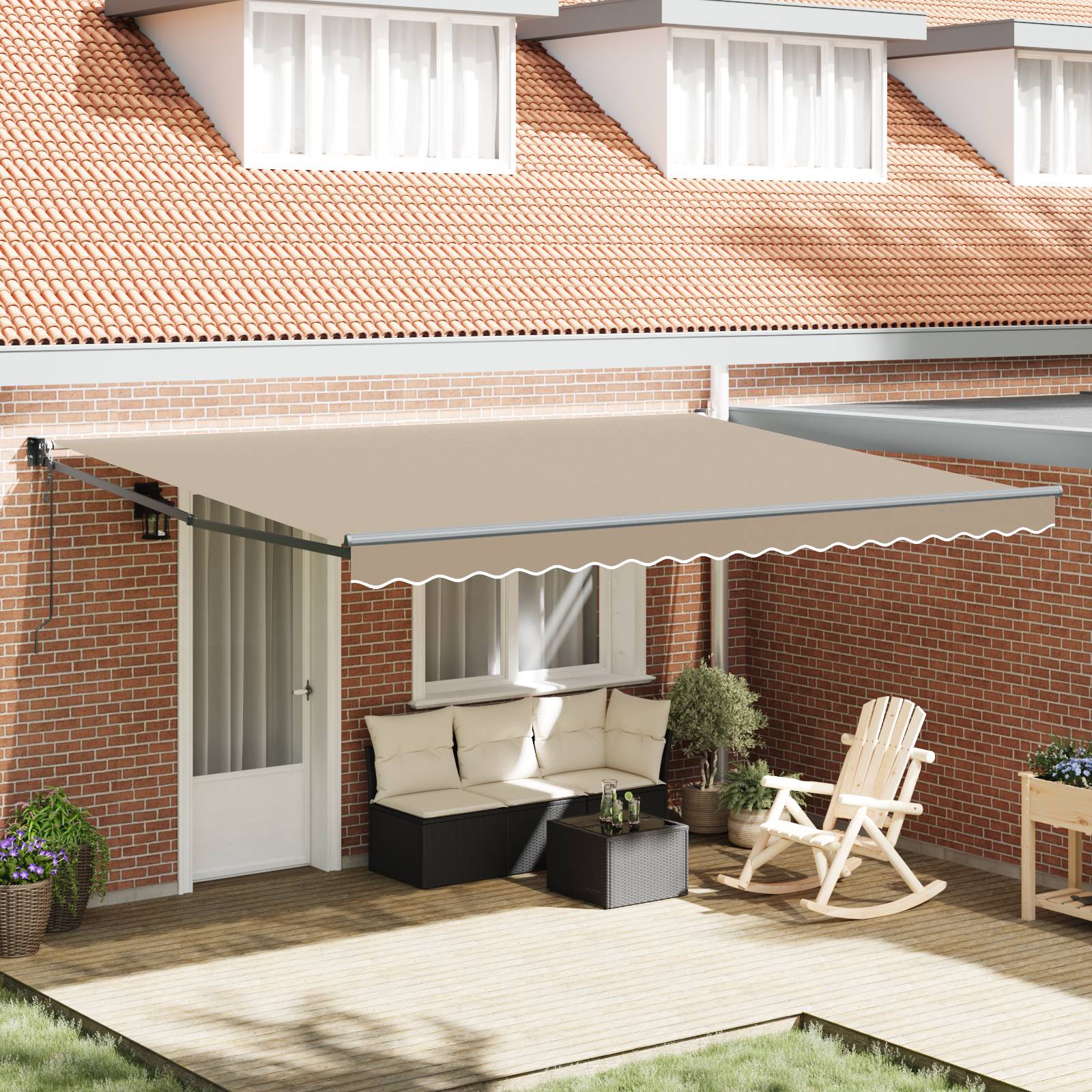 vidaXL Automatische Einziehbare Markise Beige 450x300 cm