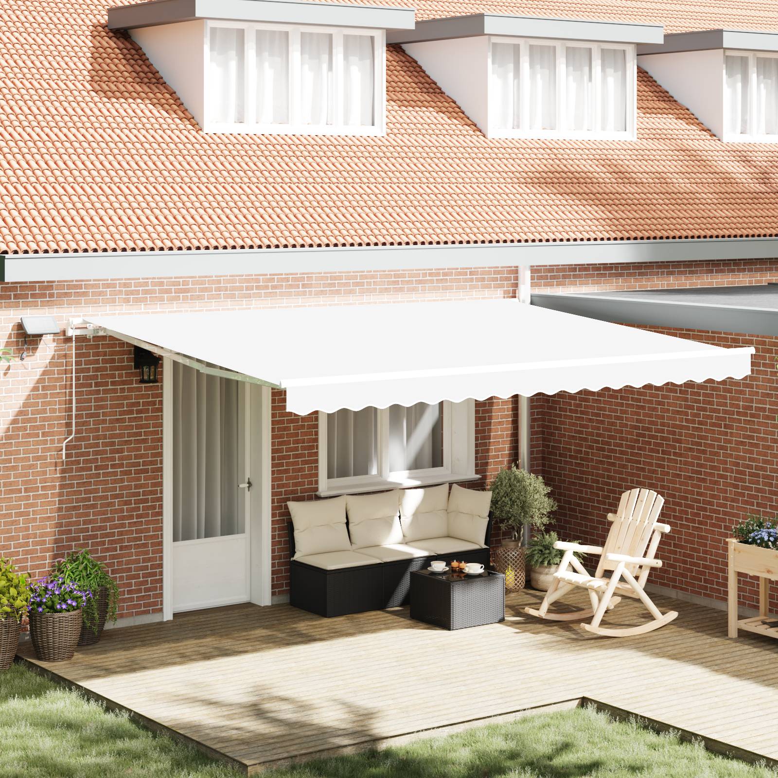vidaXL Manuelle Einziehbare Markise mit LED Weiß 450x350 cm
