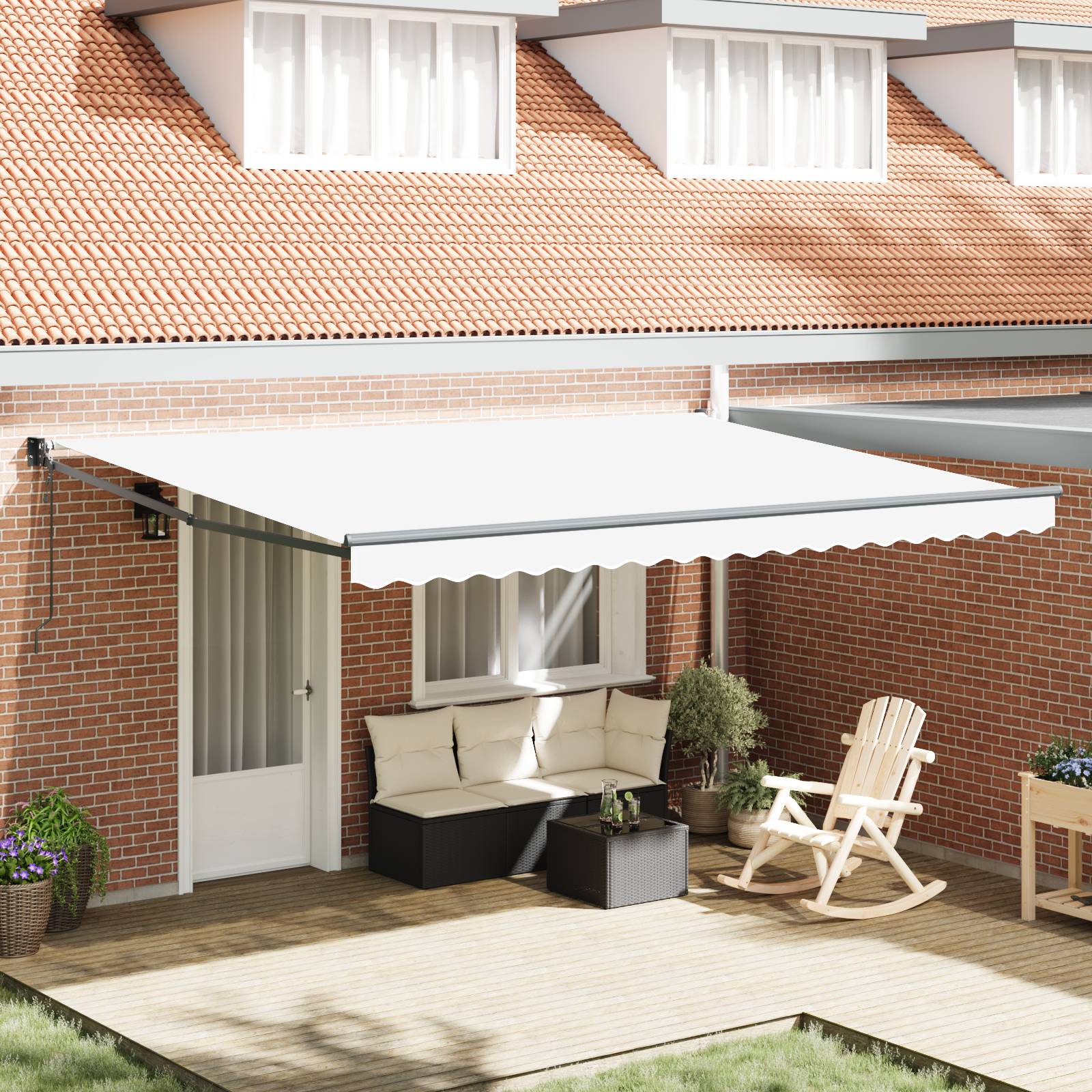 vidaXL automatische einziehbare Markise Weiß 450x300 cm