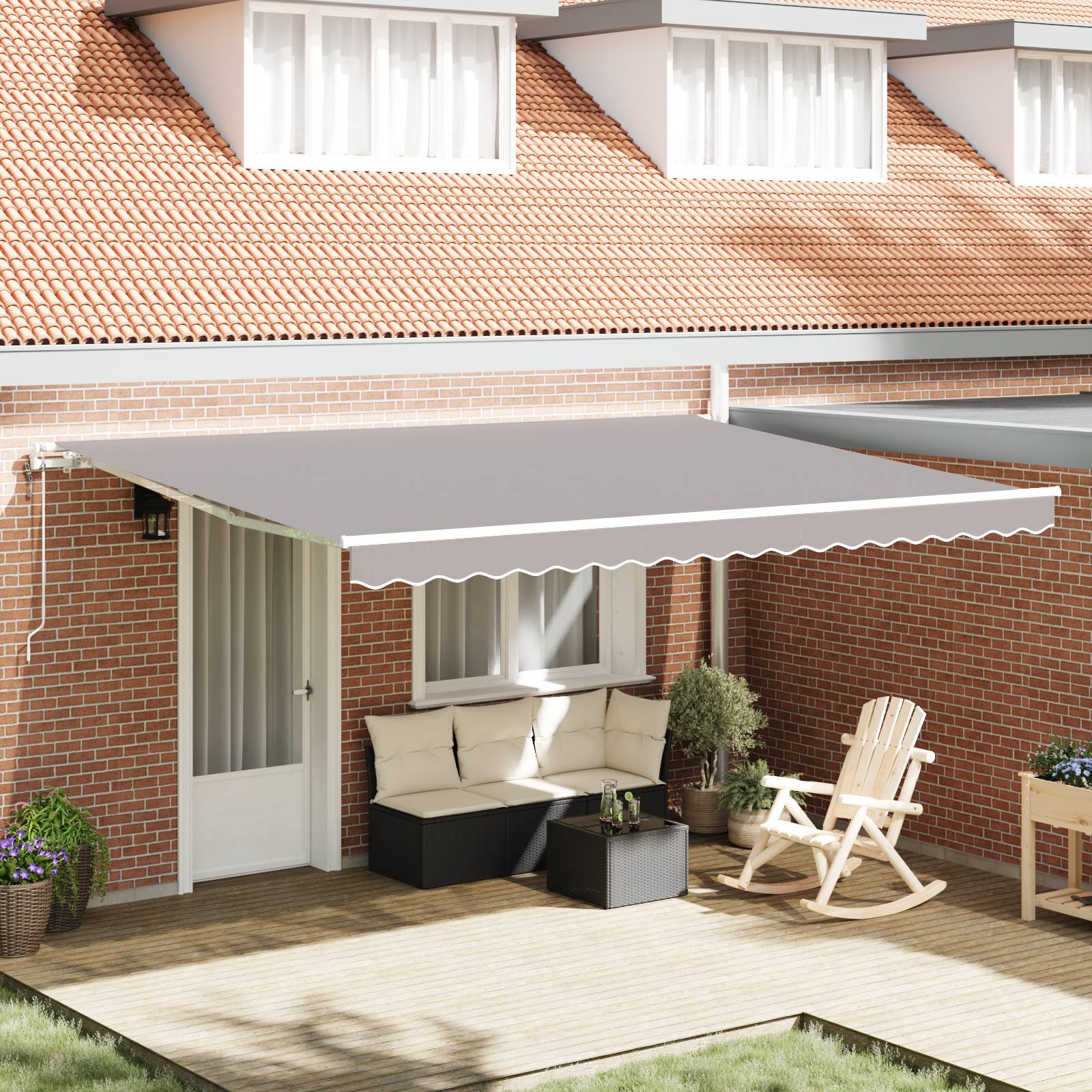 vidaXL Automatische einziehbare Markise Hellgrau 450x300 cm