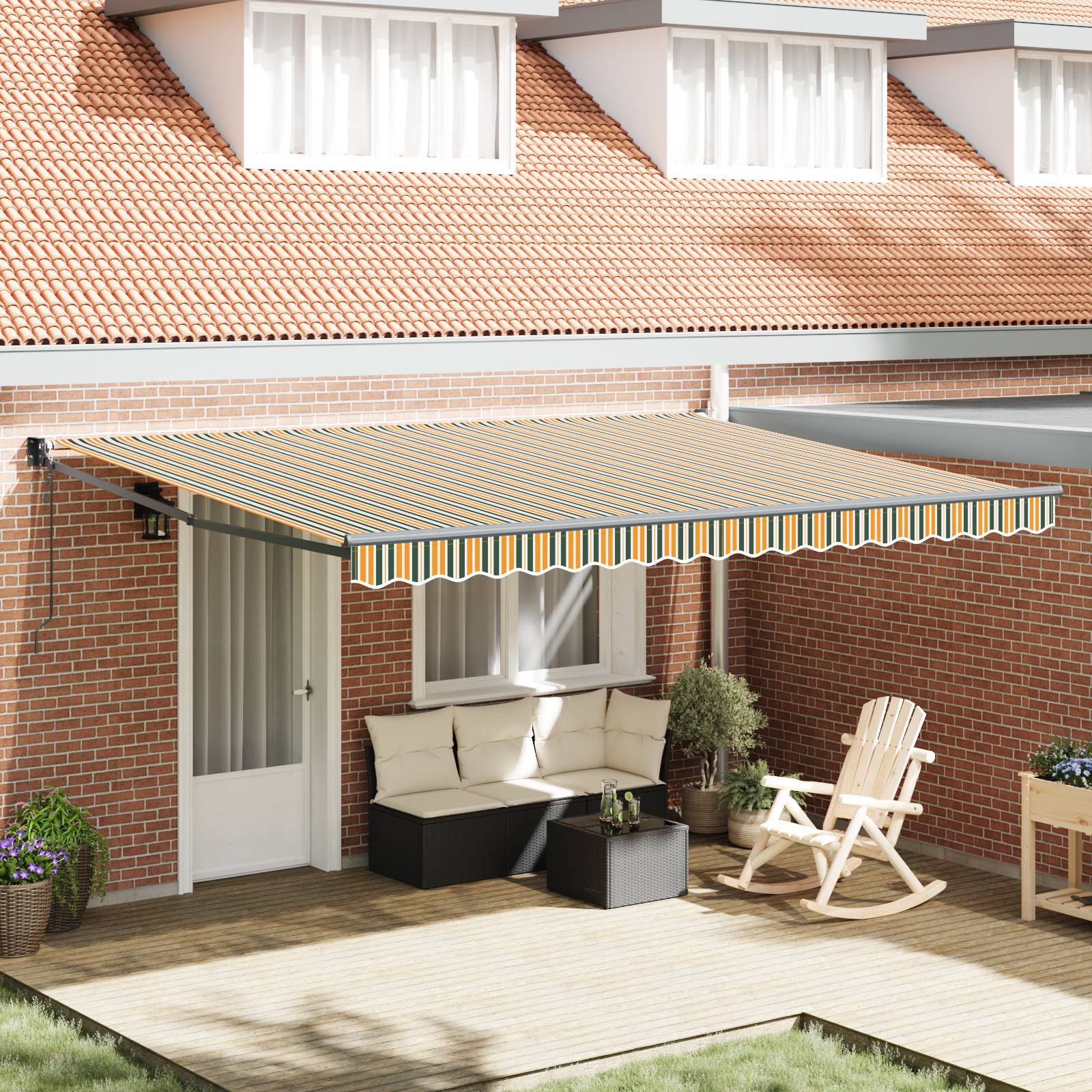 vidaXL Automatische Einziehbare Markise Grün und Gelb 450x300 cm