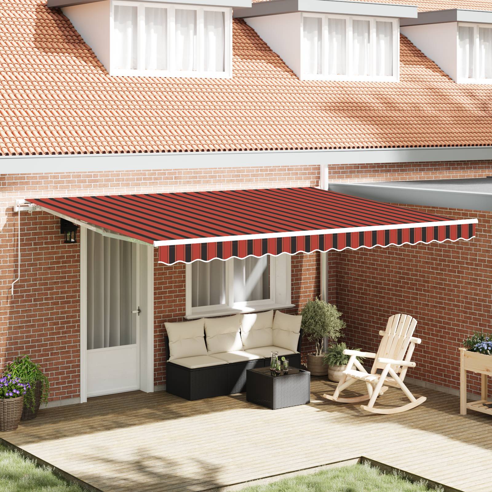 vidaXL Manuelle Einziehbare Markise Orange und Braun 450x300 cm