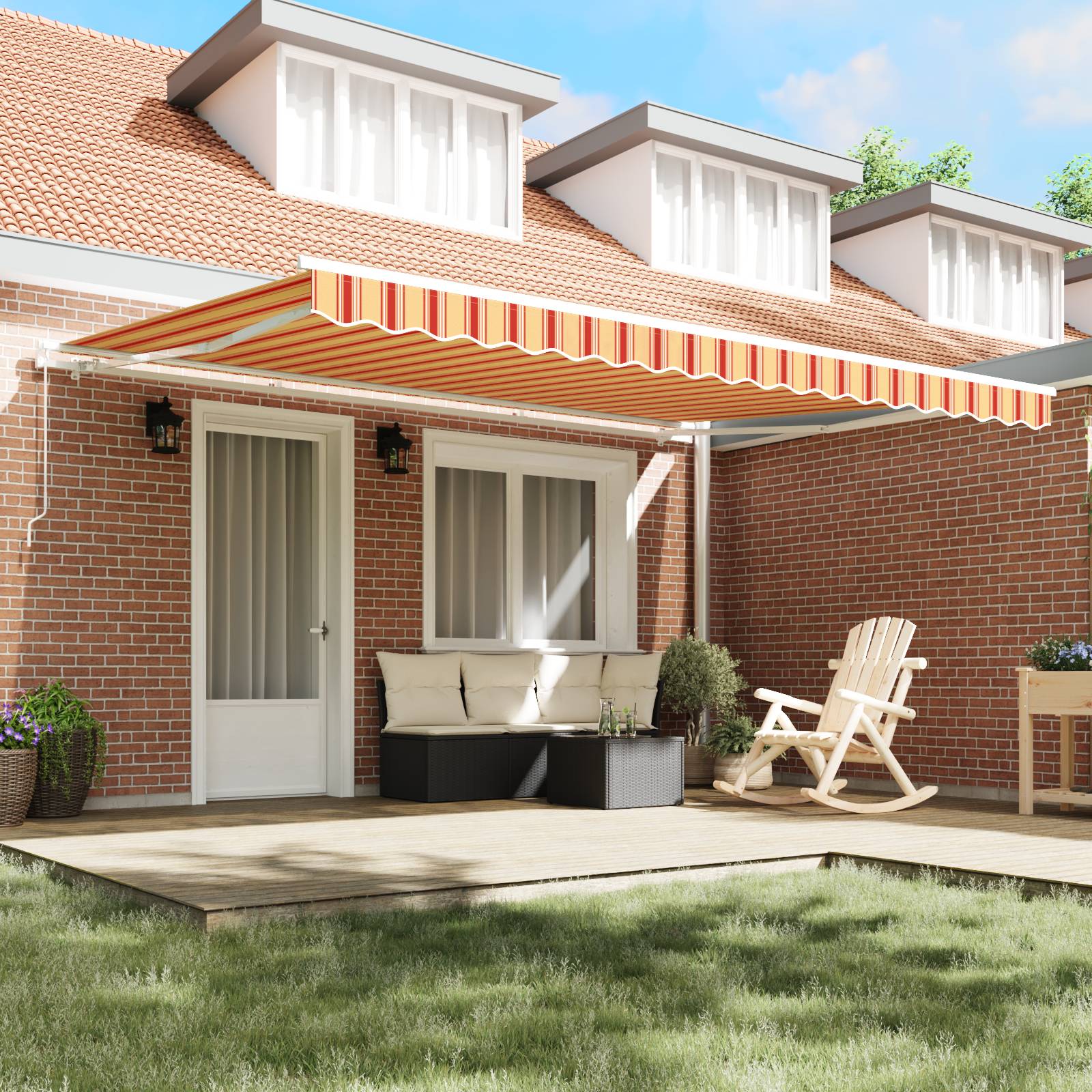 vidaXL Manuelle Einziehbare Markise Gelb und Orange 450x350 cm