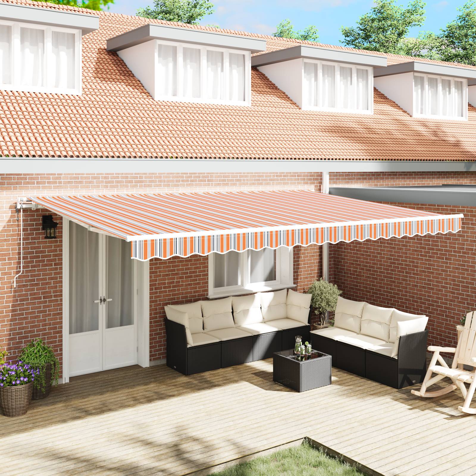 vidaXL Automatische Einziehbare Markise mit mehrfarbigem Streifen 500x350 cm