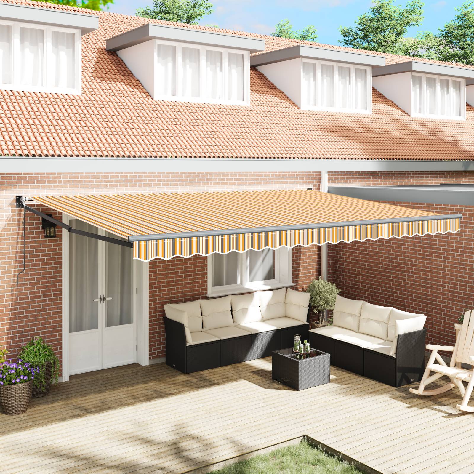 vidaXL Automatische Einziehbare Markise Multicolor Streifen 500x300 cm