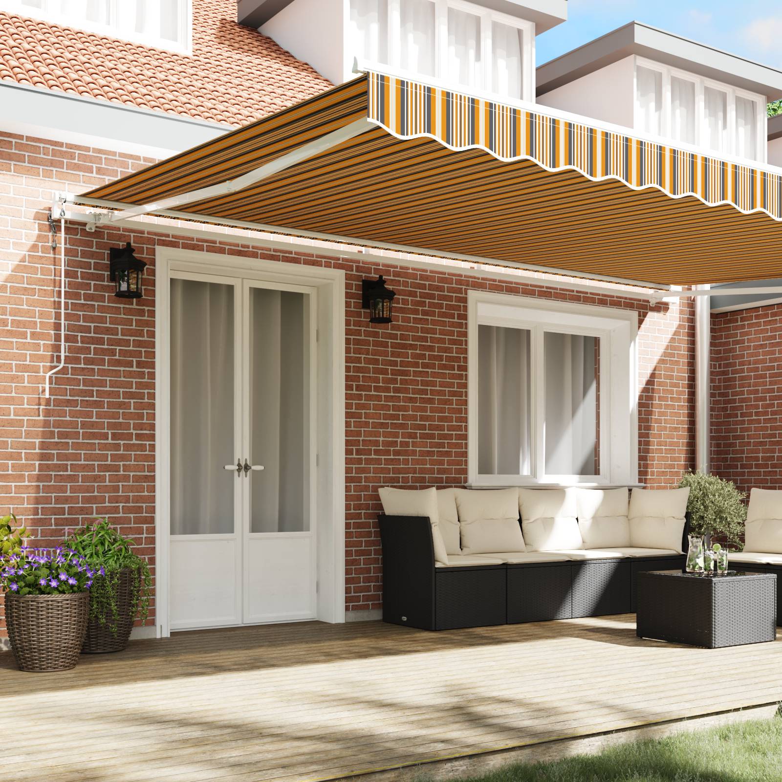 vidaXL Automatische einziehbare Markise mit mehrfarbigem Streifen 500x350 cm