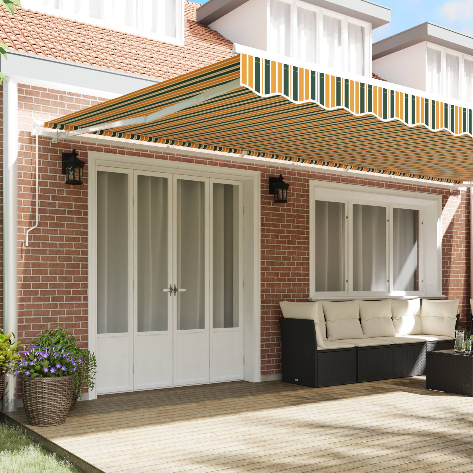 vidaXL Einziehmarkise Manuell Grün und Gelb 600x300 cm