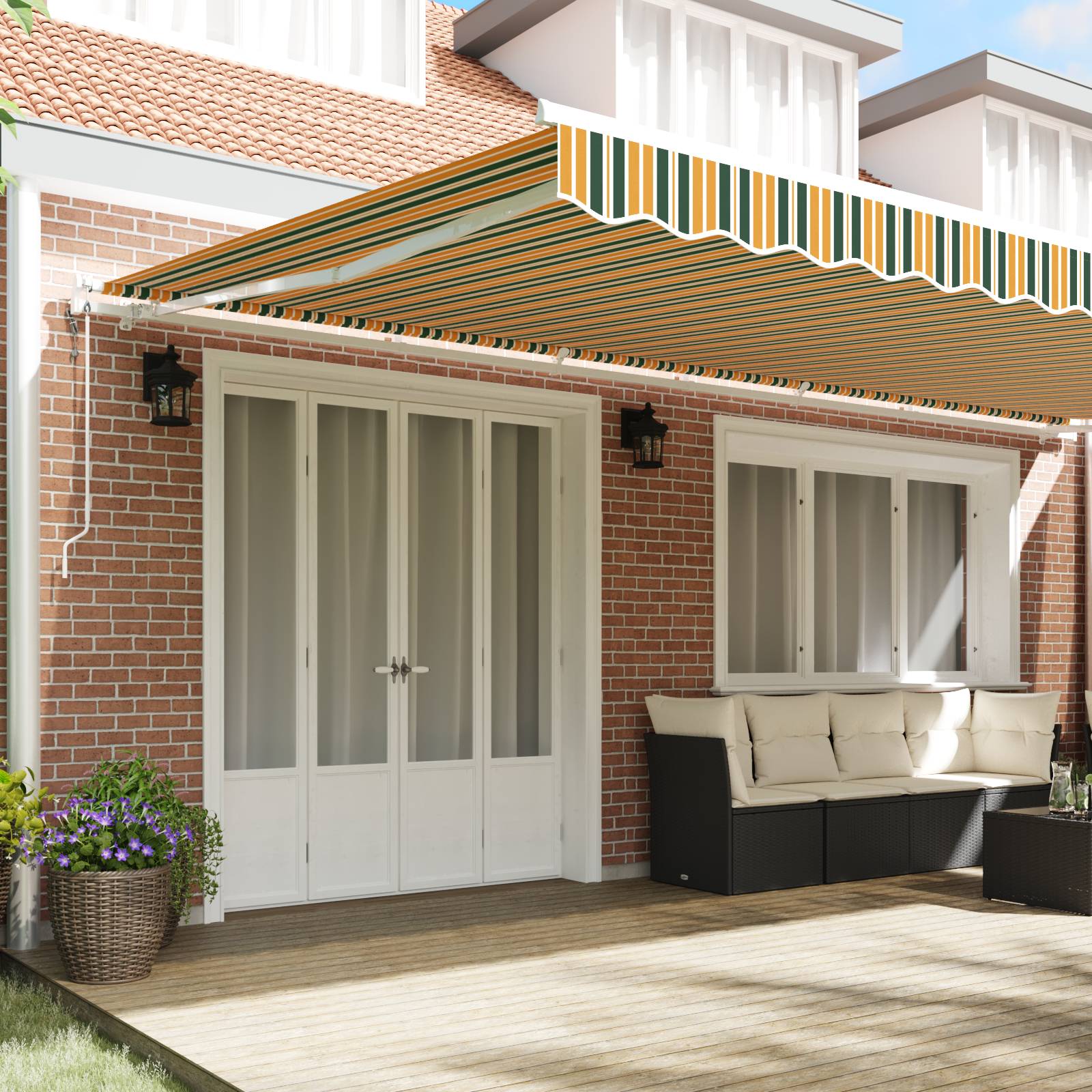 vidaXL Automatische Einziehbare Markise Grün und Gelb 600x300 cm