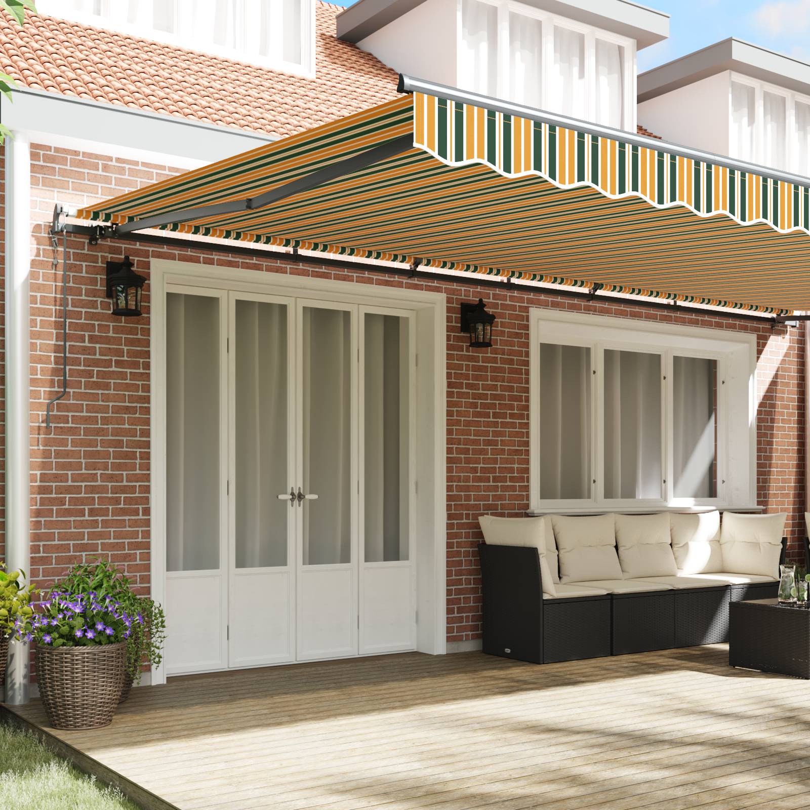 vidaXL Automatische einziehbare Markise Grün und Gelb 600x350 cm