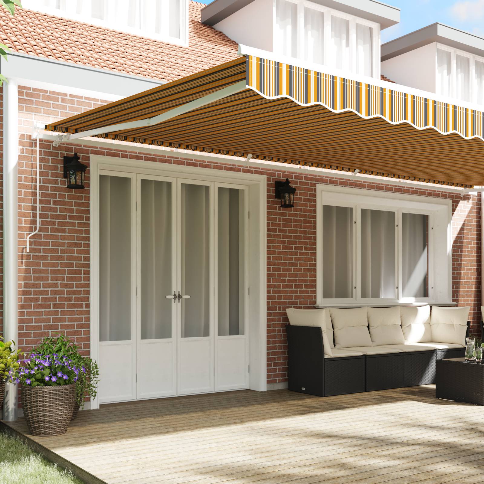vidaXL Manuelle einziehbare Markise Multicolor Streifen 600x350 cm