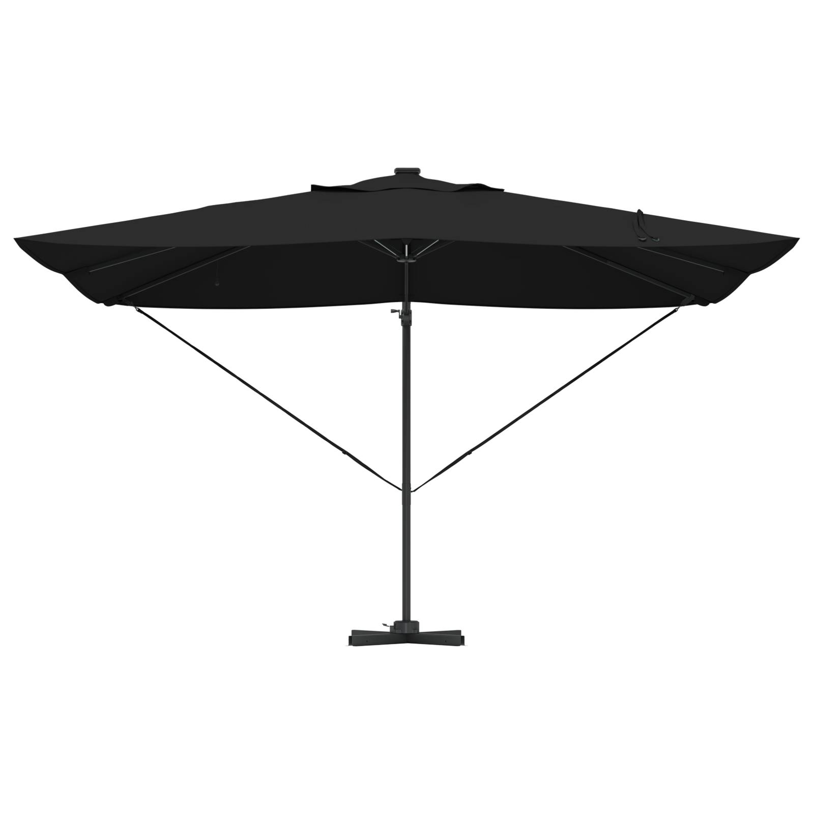 vidaXL Freischwingender Roma Sonnenschirm mit LEDs Schwarz 352x251x265 cm Aluminium