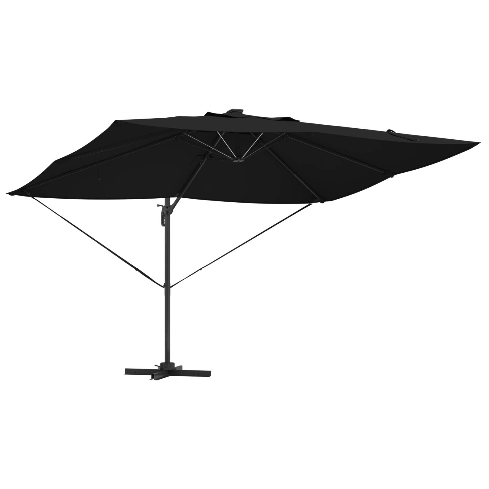 vidaXL Freischwingender Roma Sonnenschirm mit LEDs Schwarz 352x251x265 cm Aluminium