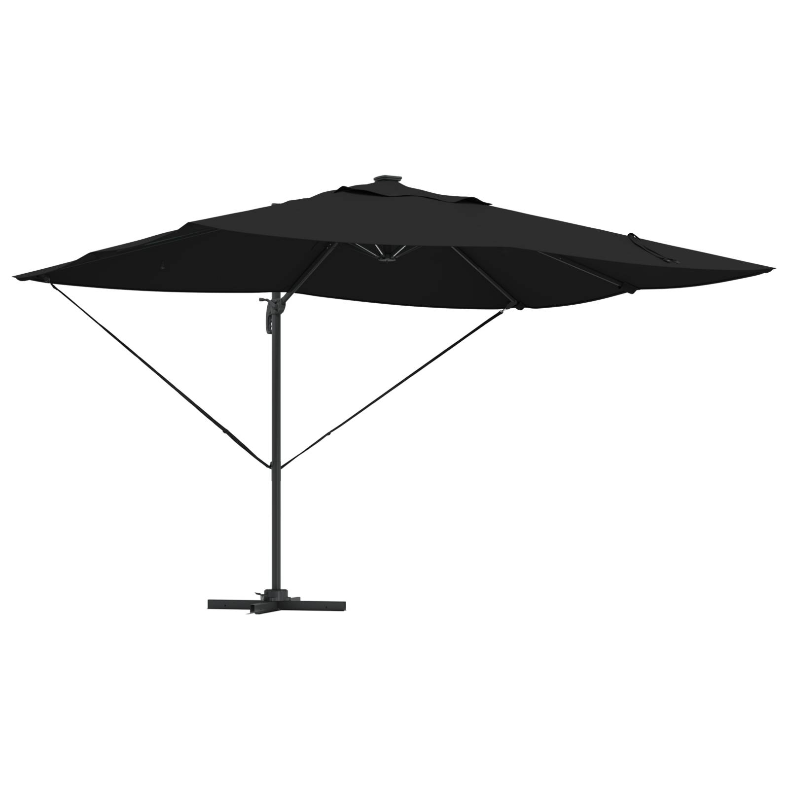 vidaXL Freischwingender Roma Sonnenschirm mit LEDs Schwarz 352x251x265 cm Aluminium