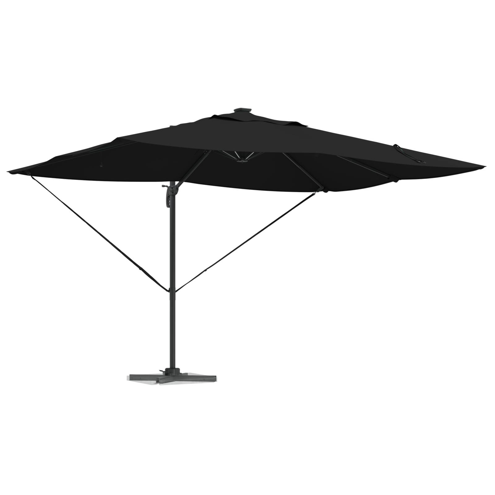 vidaXL Freischwingender Roma Sonnenschirm mit LEDs Schwarz 352x251x265 cm Aluminium
