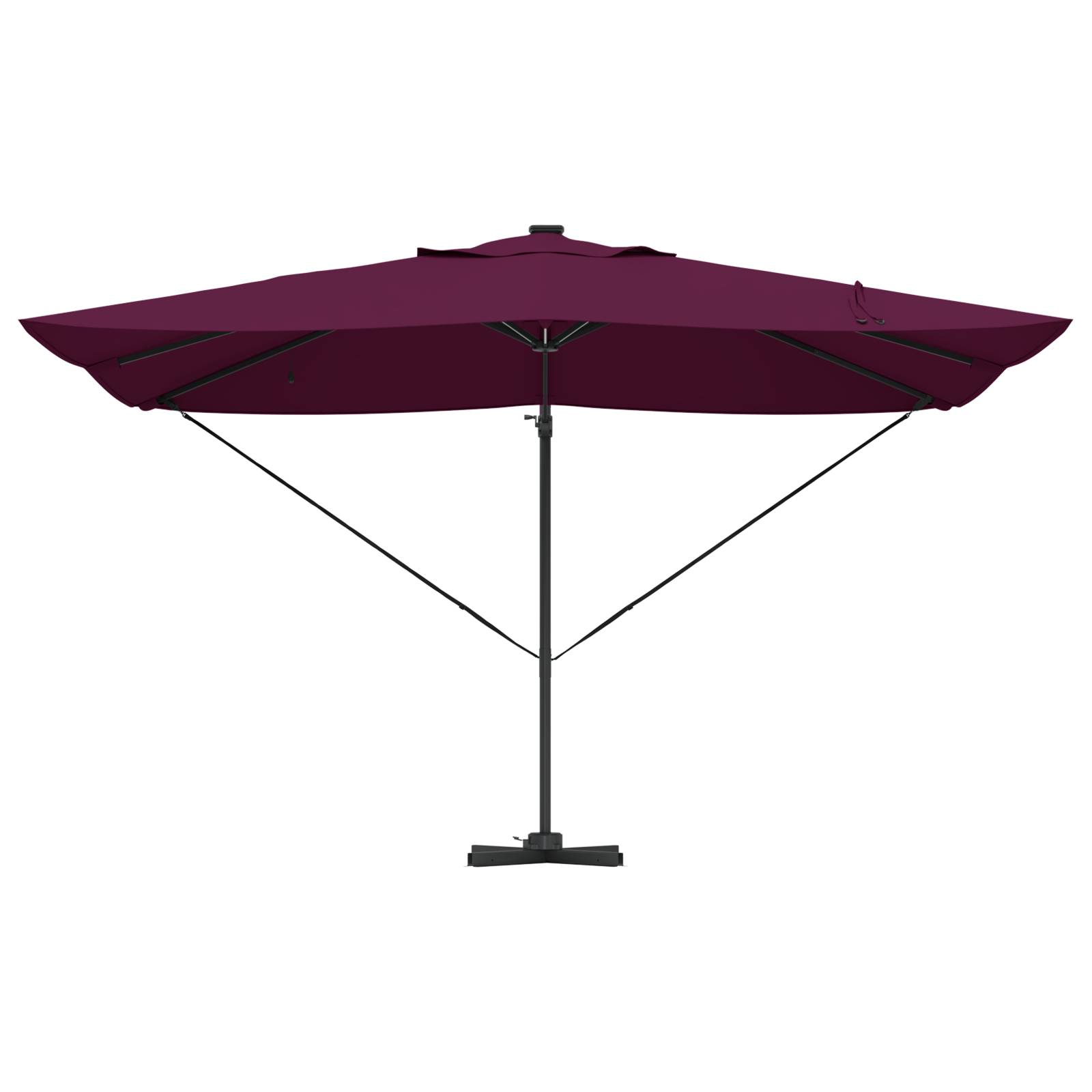 vidaXL Freischwingender Roma Sonnenschirm mit LEDs Bordeaux Rot 352x251x265 cm Aluminium