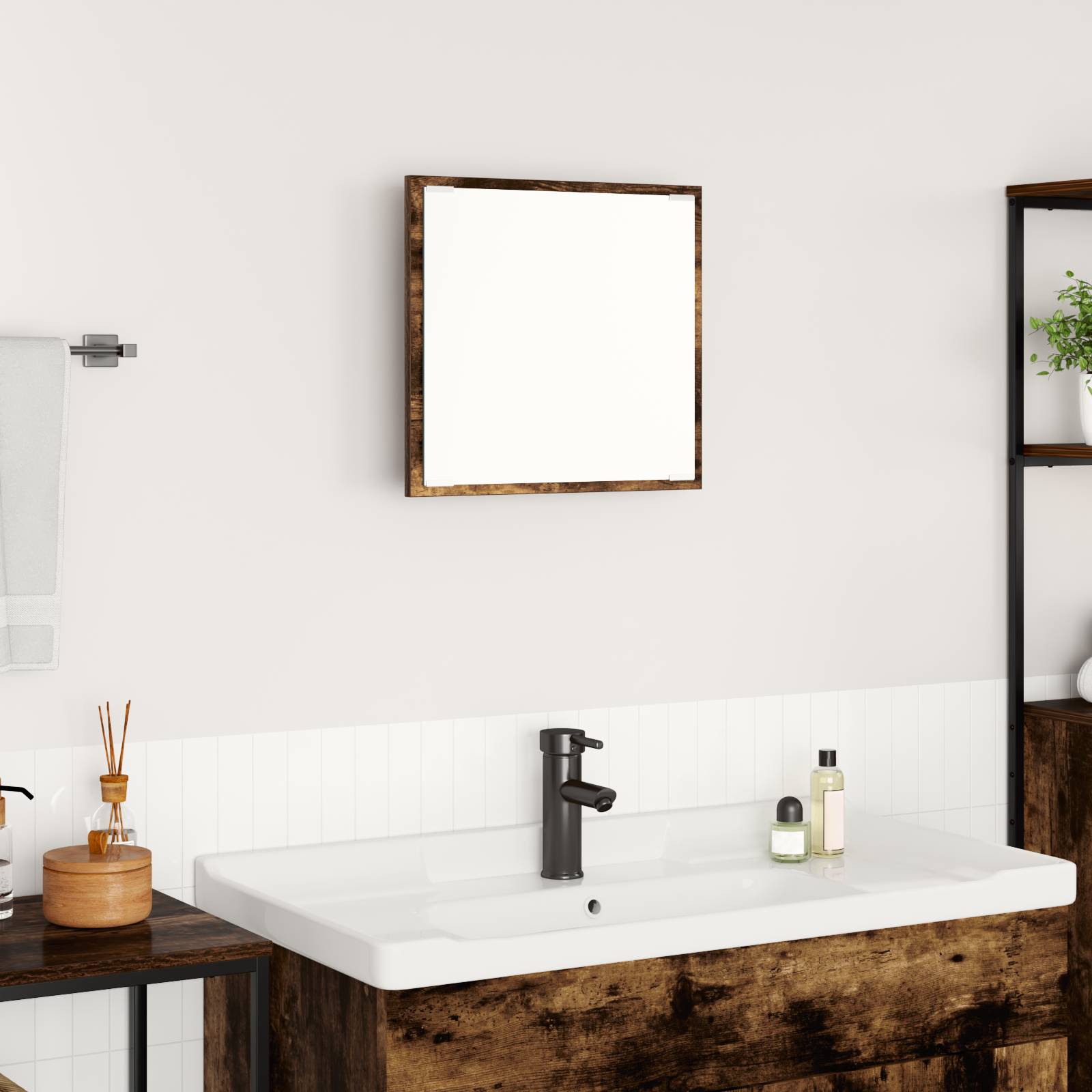 vidaXL LED Badspiegel Geräucherte Eiche 40x8.5x37 cm Holzwerkstoff